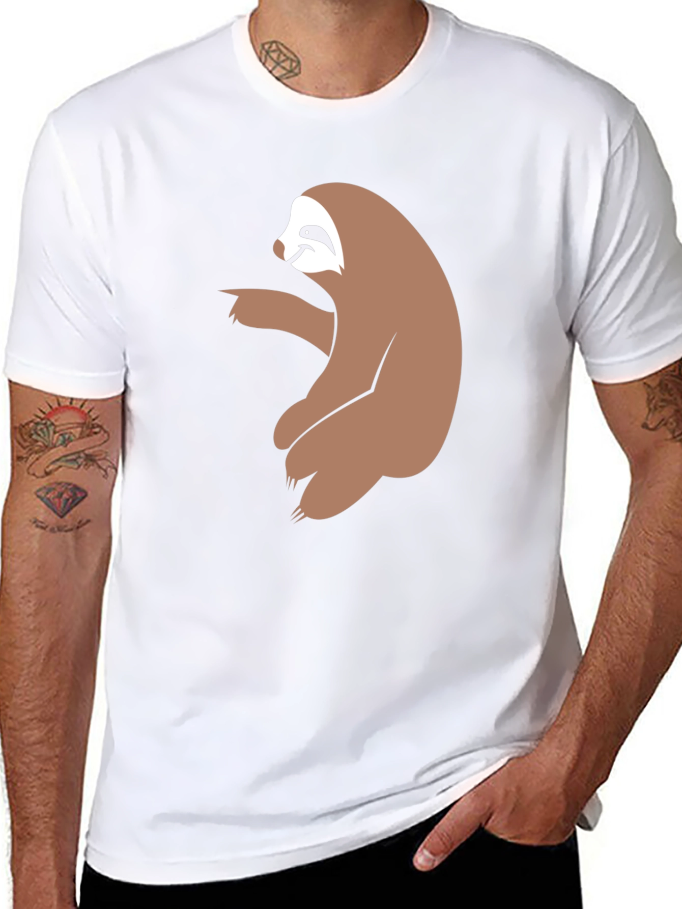 Sloth Pointing Graphic Tee - Mens Black T-Shirt