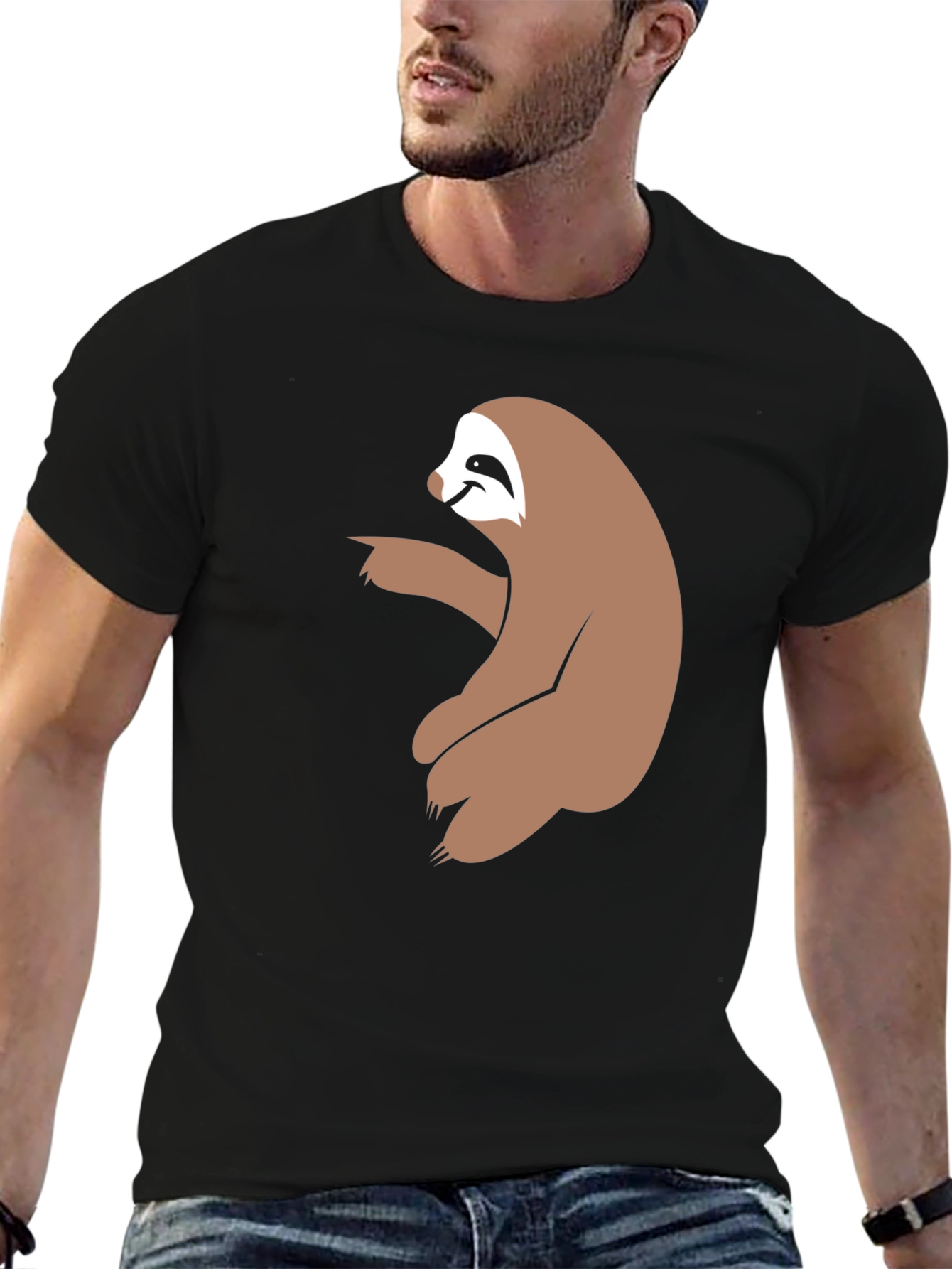 Sloth Pointing Graphic Tee - Mens Black T-Shirt