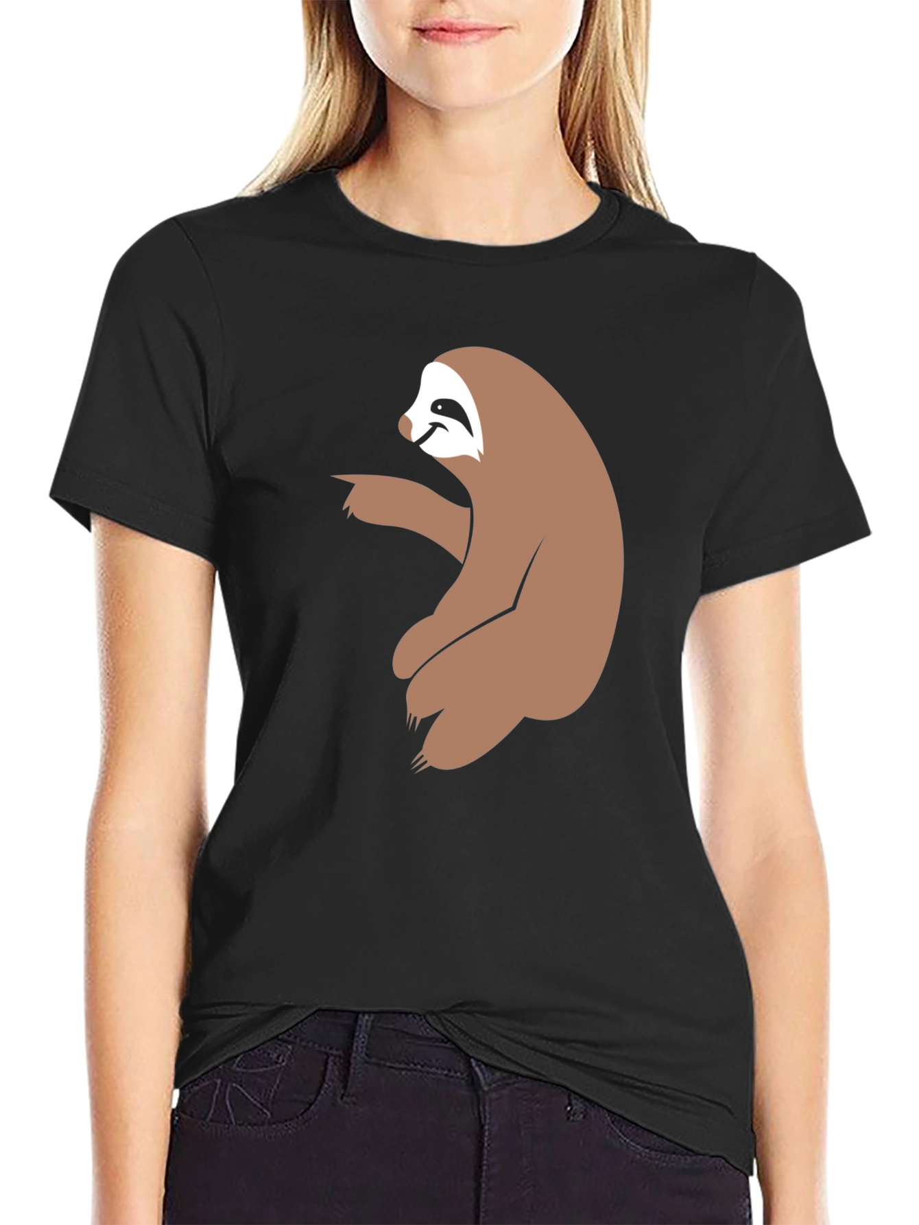 Sloth Pointing Graphic Tee - Mens Black T-Shirt