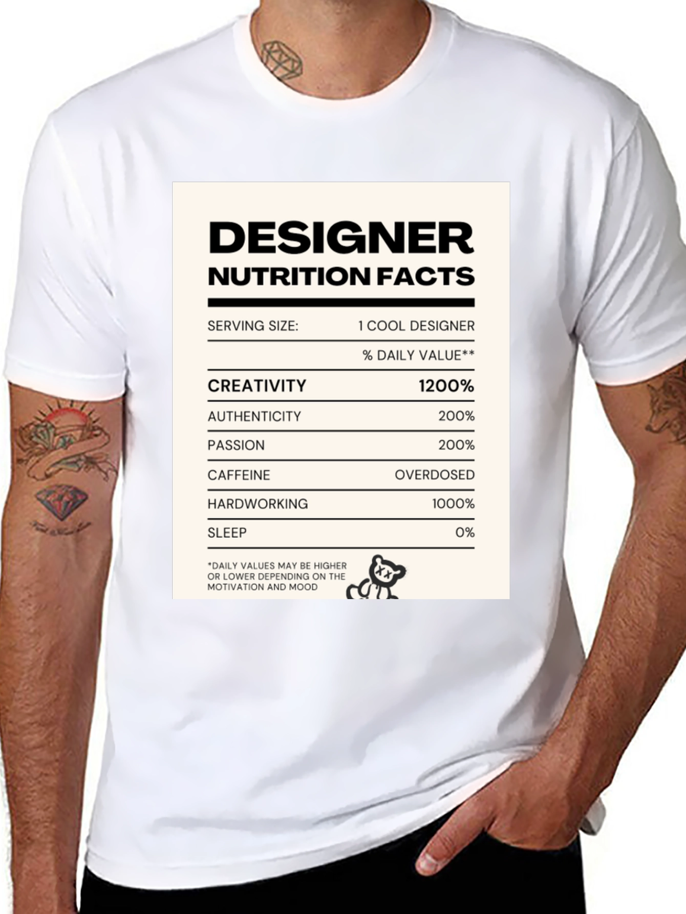 Designer Nutrition Facts Funny T-Shirt
