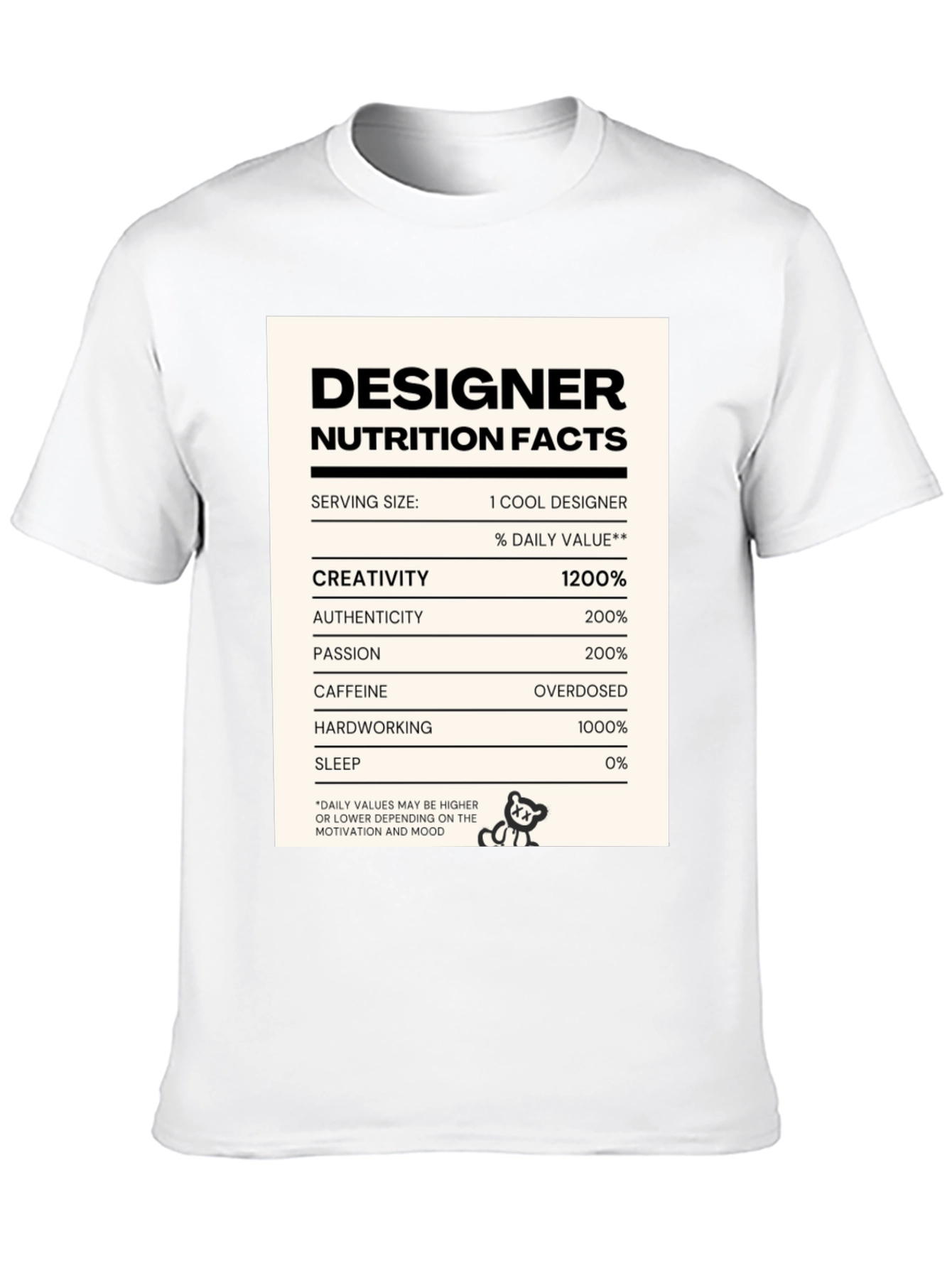 Designer Nutrition Facts Funny T-Shirt