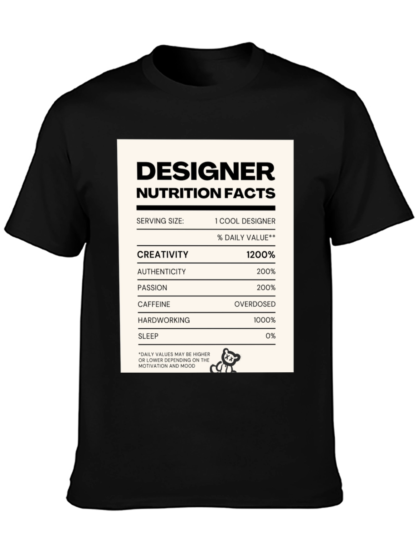 Designer Nutrition Facts Funny T-Shirt