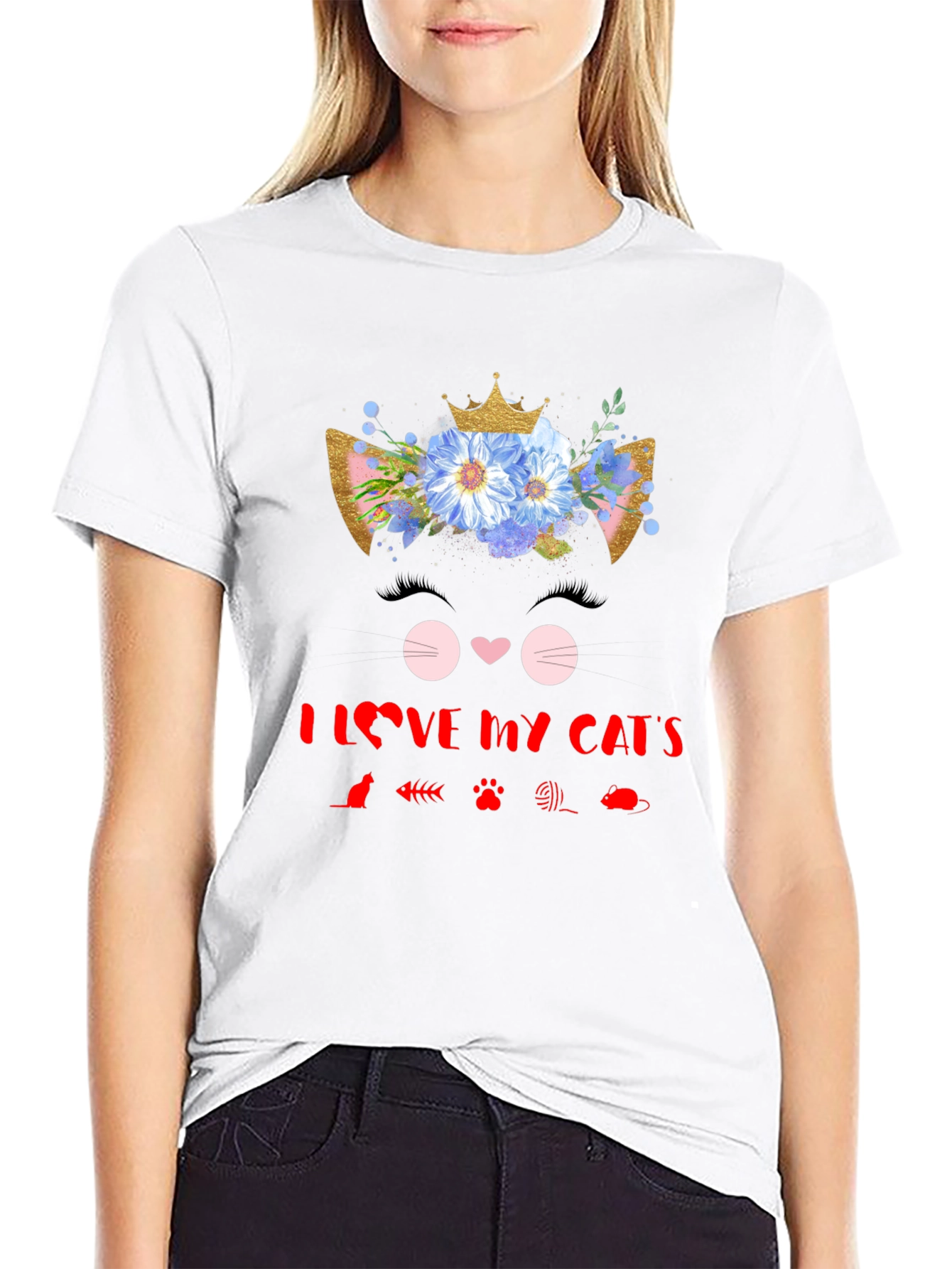 I Love My Cats Black T-Shirt