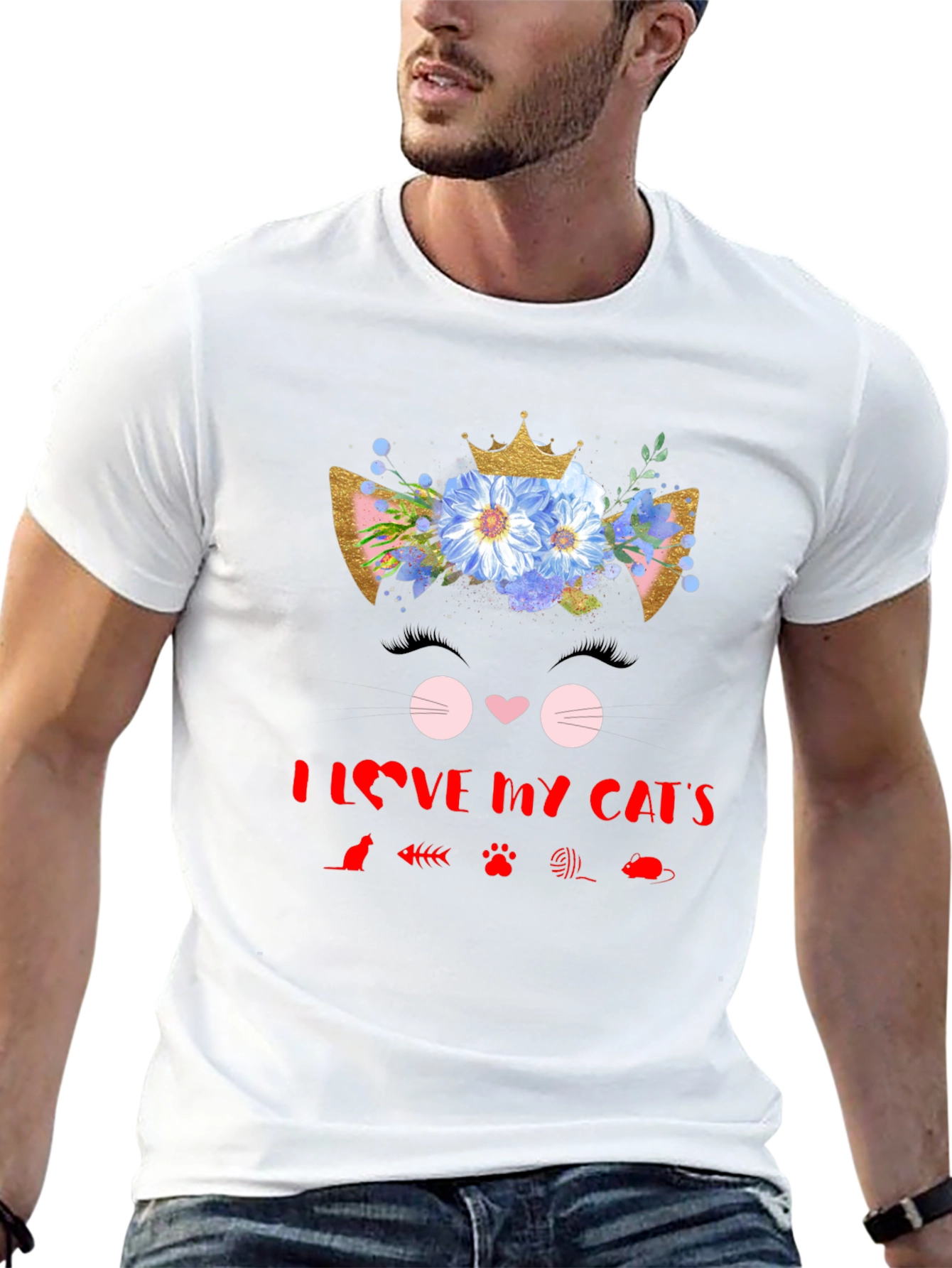 I Love My Cats Black T-Shirt