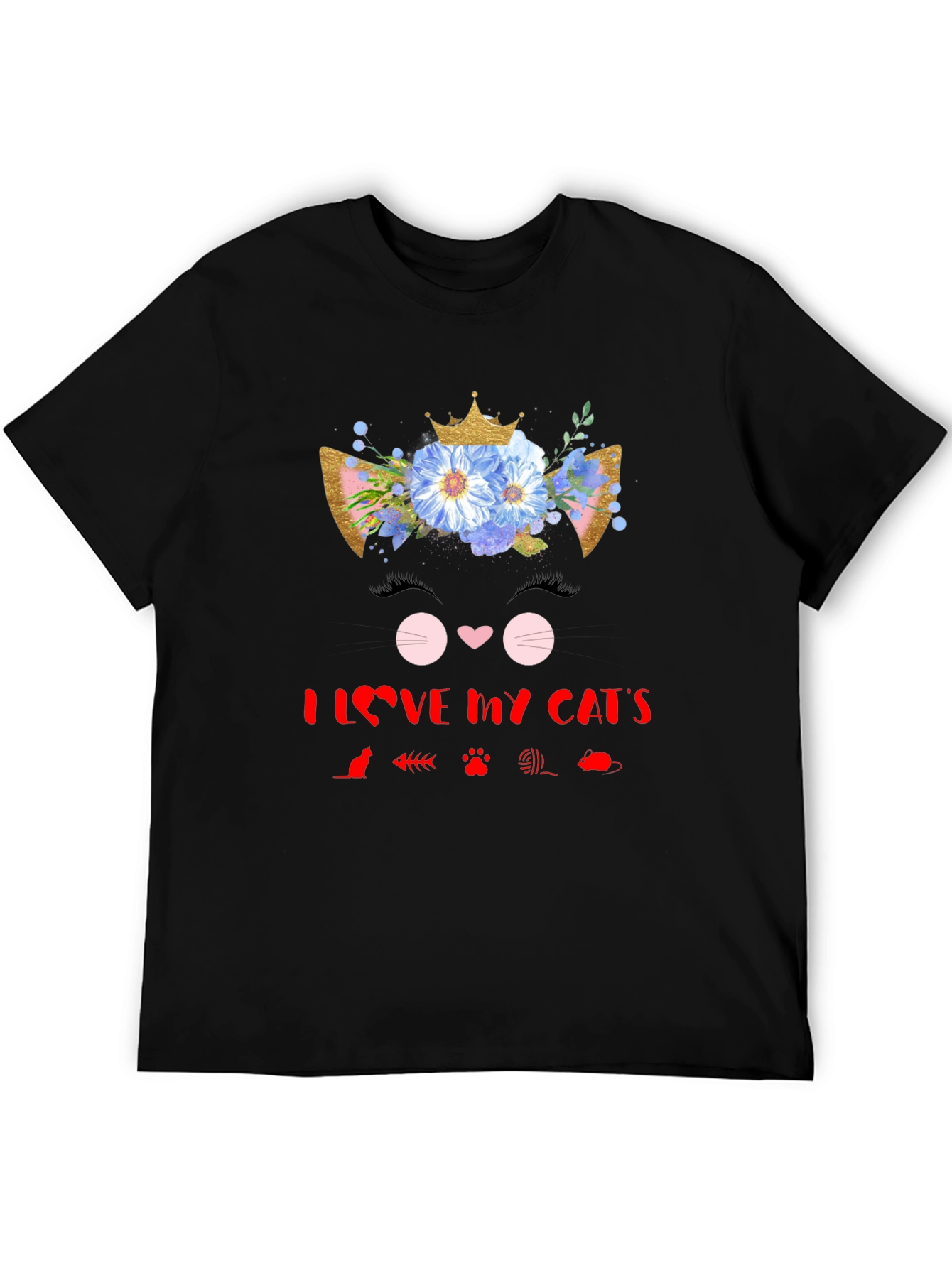 I Love My Cats Black T-Shirt