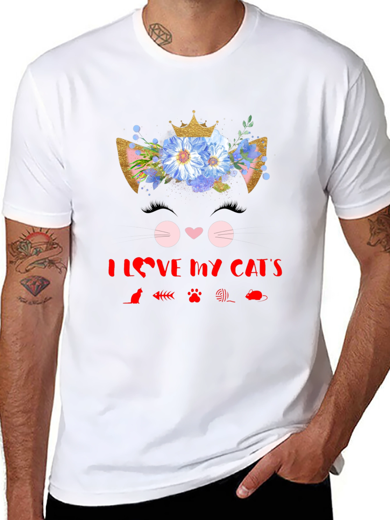 I Love My Cats Black T-Shirt