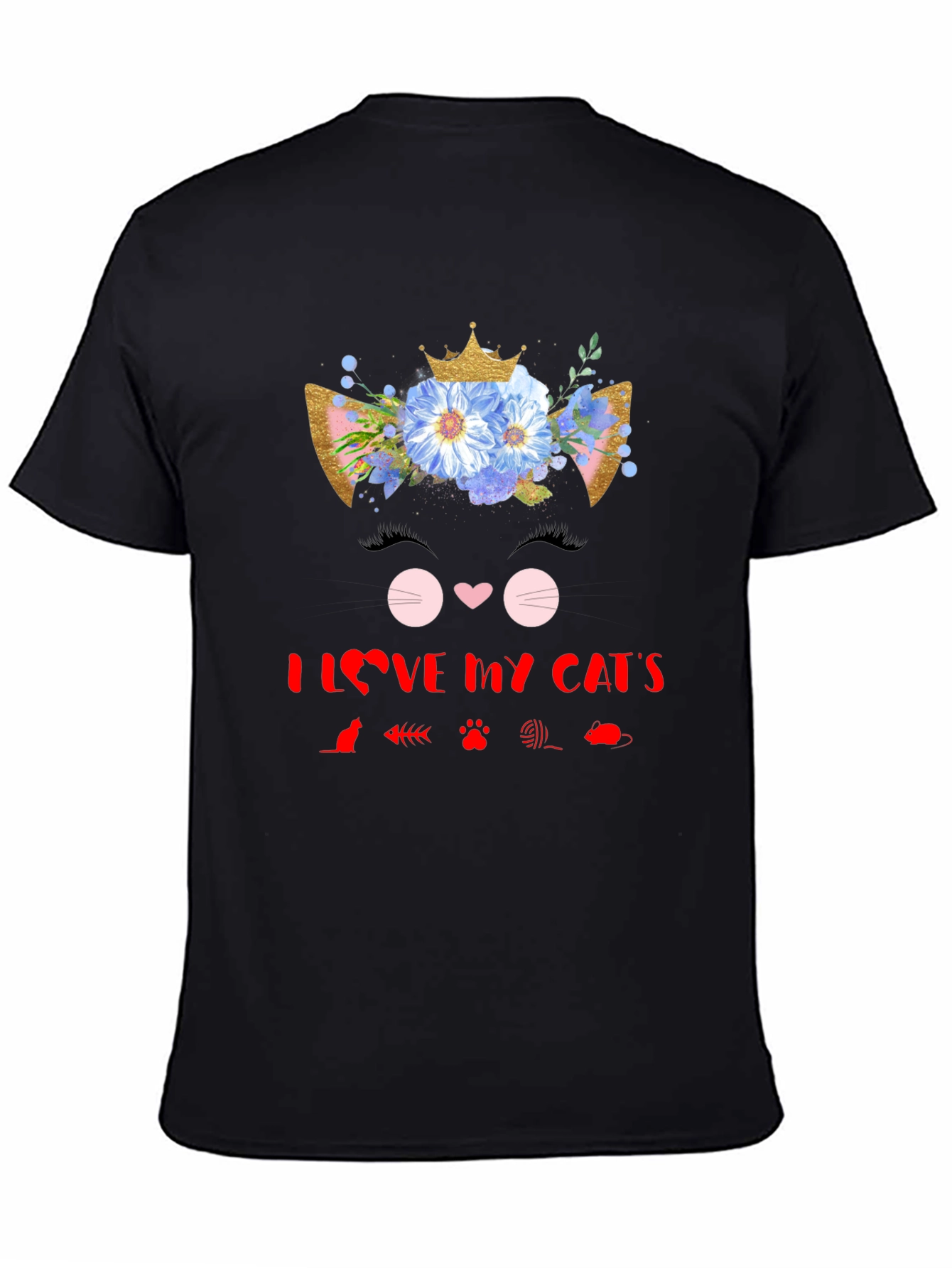 I Love My Cats Black T-Shirt