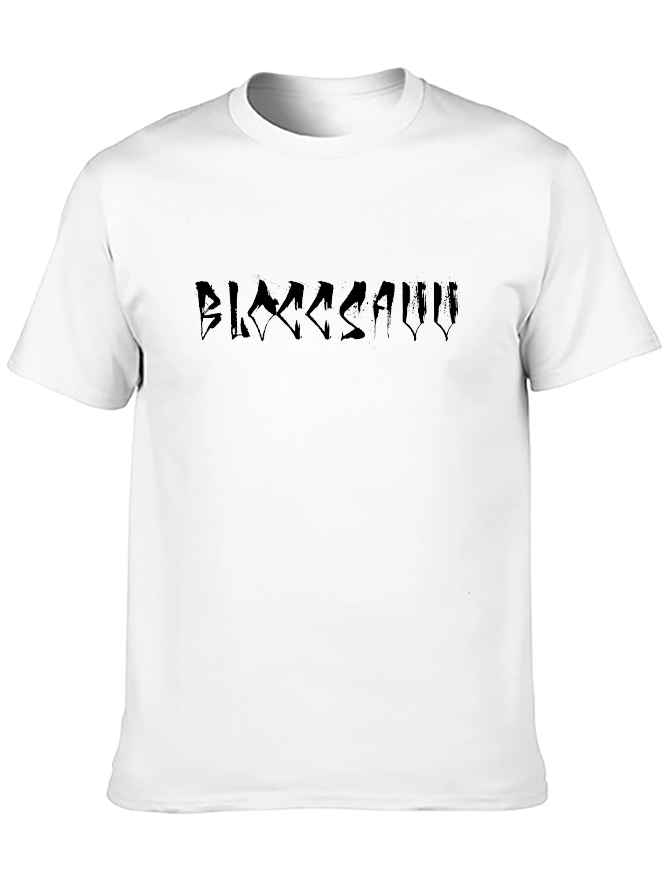 Black Crewneck T-Shirt with BLXXDSAAVV Design