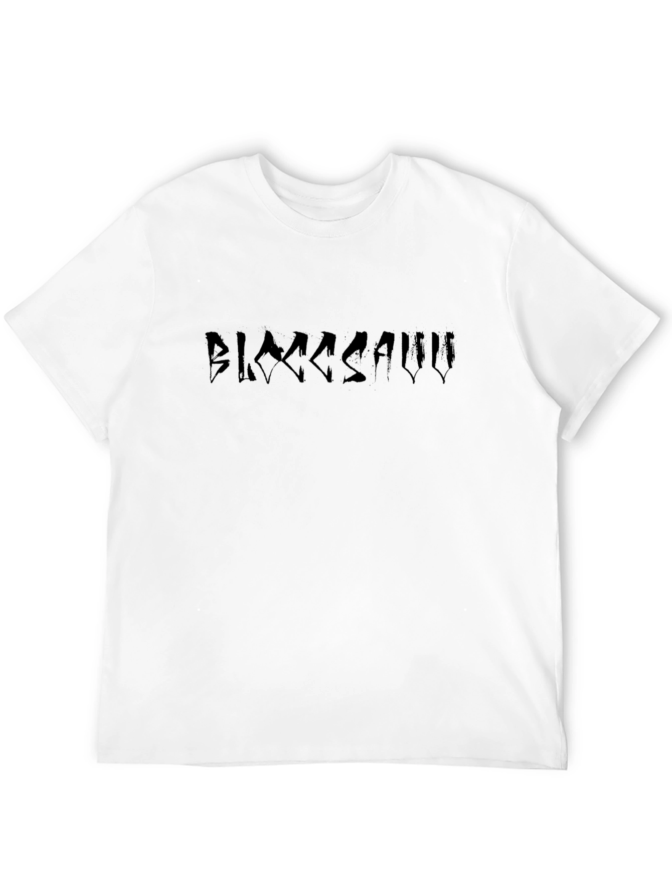 Black Crewneck T-Shirt with BLXXDSAAVV Design