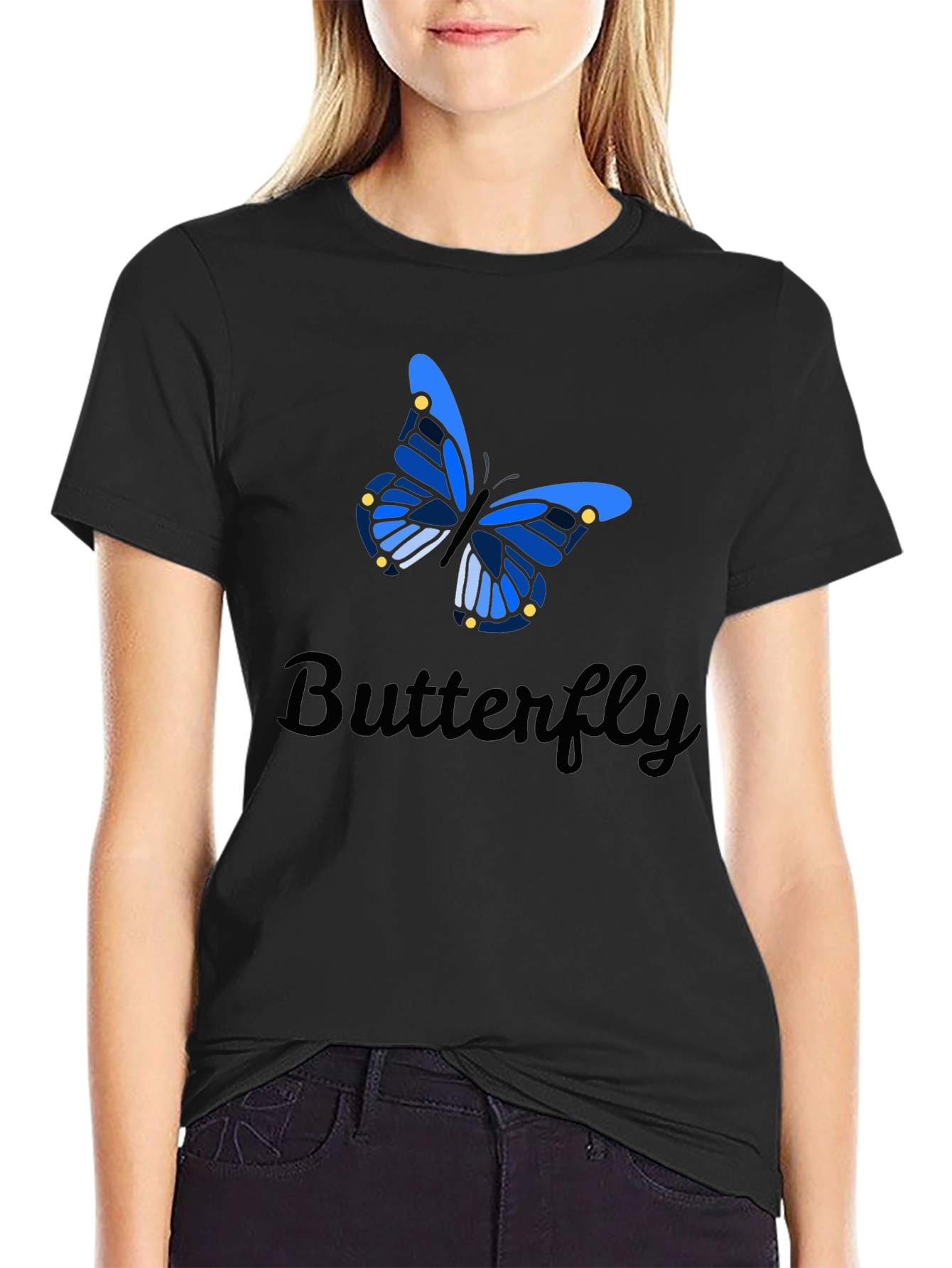 Butterfly Graphic Tee - Stylish Mens Black T-Shirt