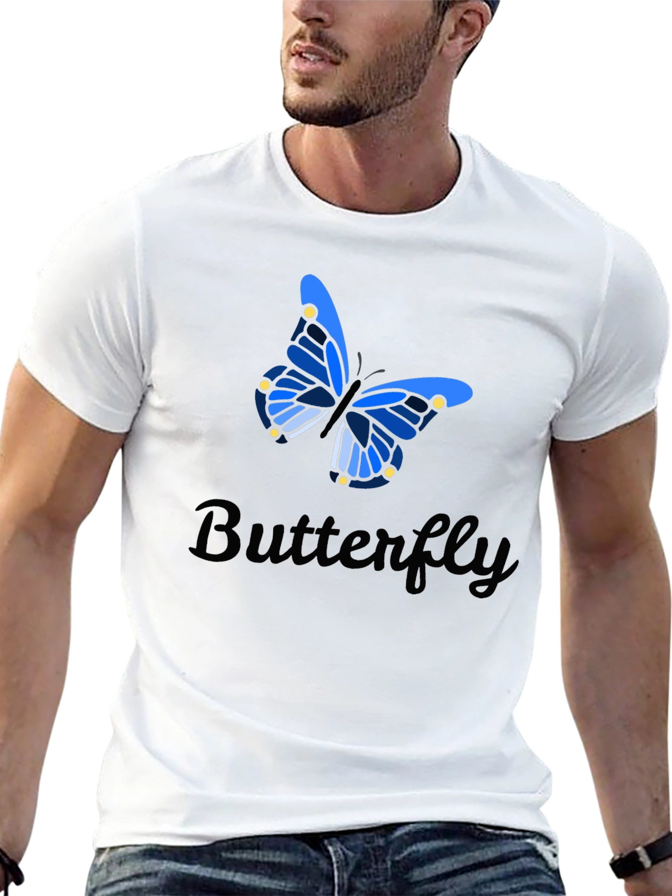 Butterfly Graphic Tee - Stylish Mens Black T-Shirt