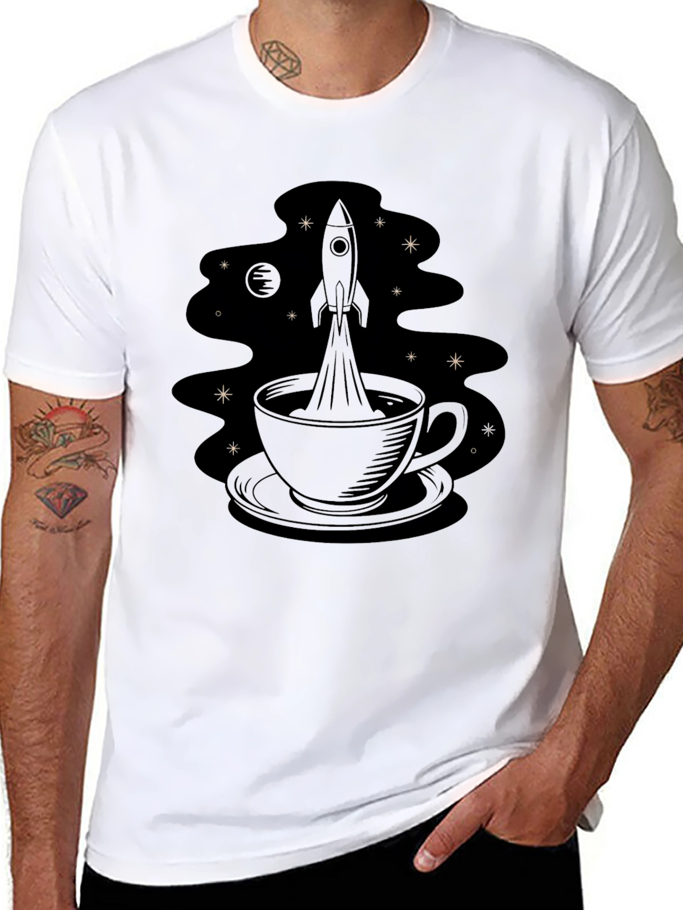 Rocket Coffee Tee - Black Graphic T-Shirt