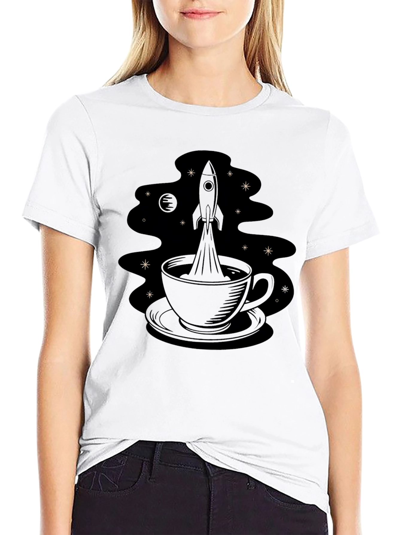 Rocket Coffee Tee - Black Graphic T-Shirt