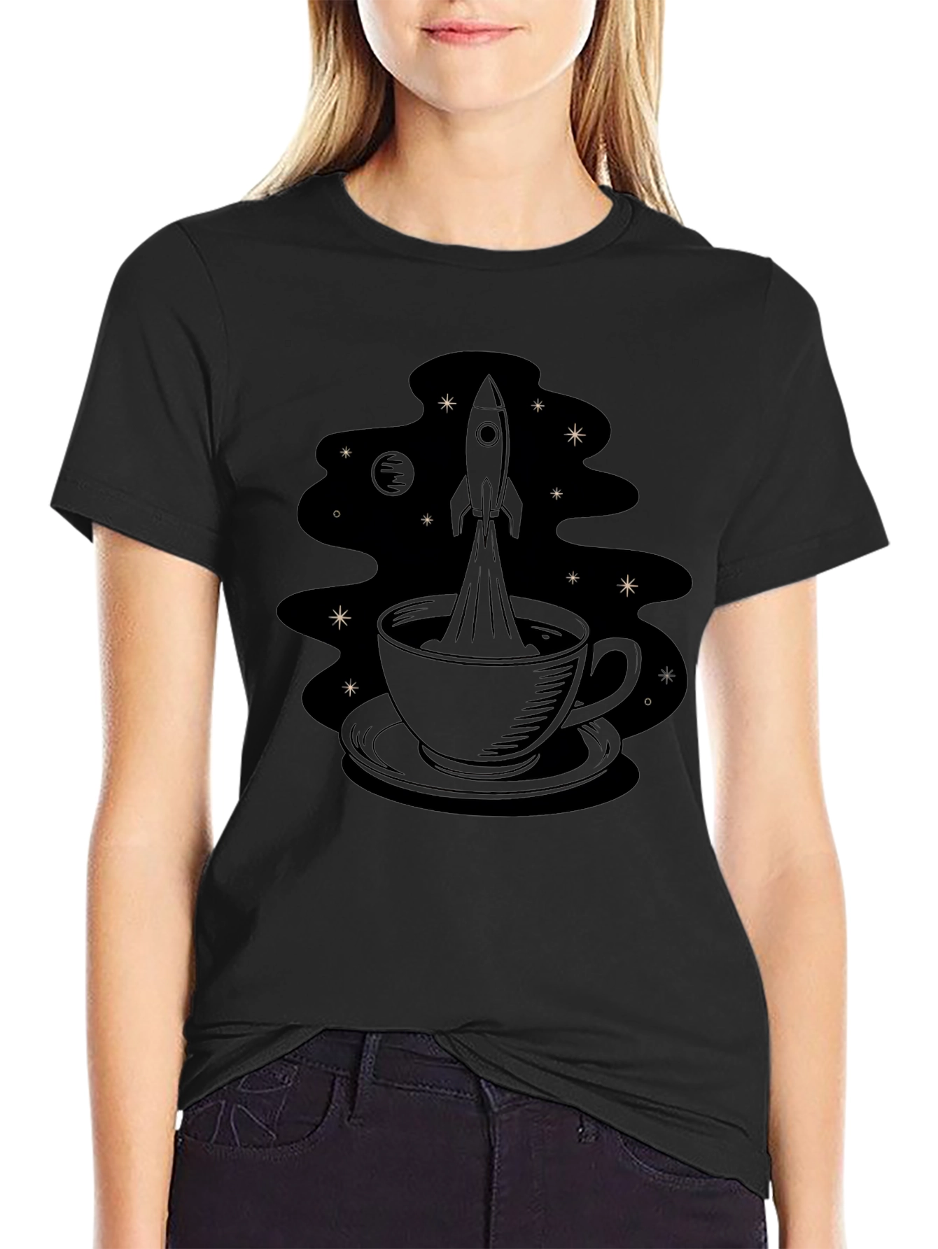 Rocket Coffee Tee - Black Graphic T-Shirt