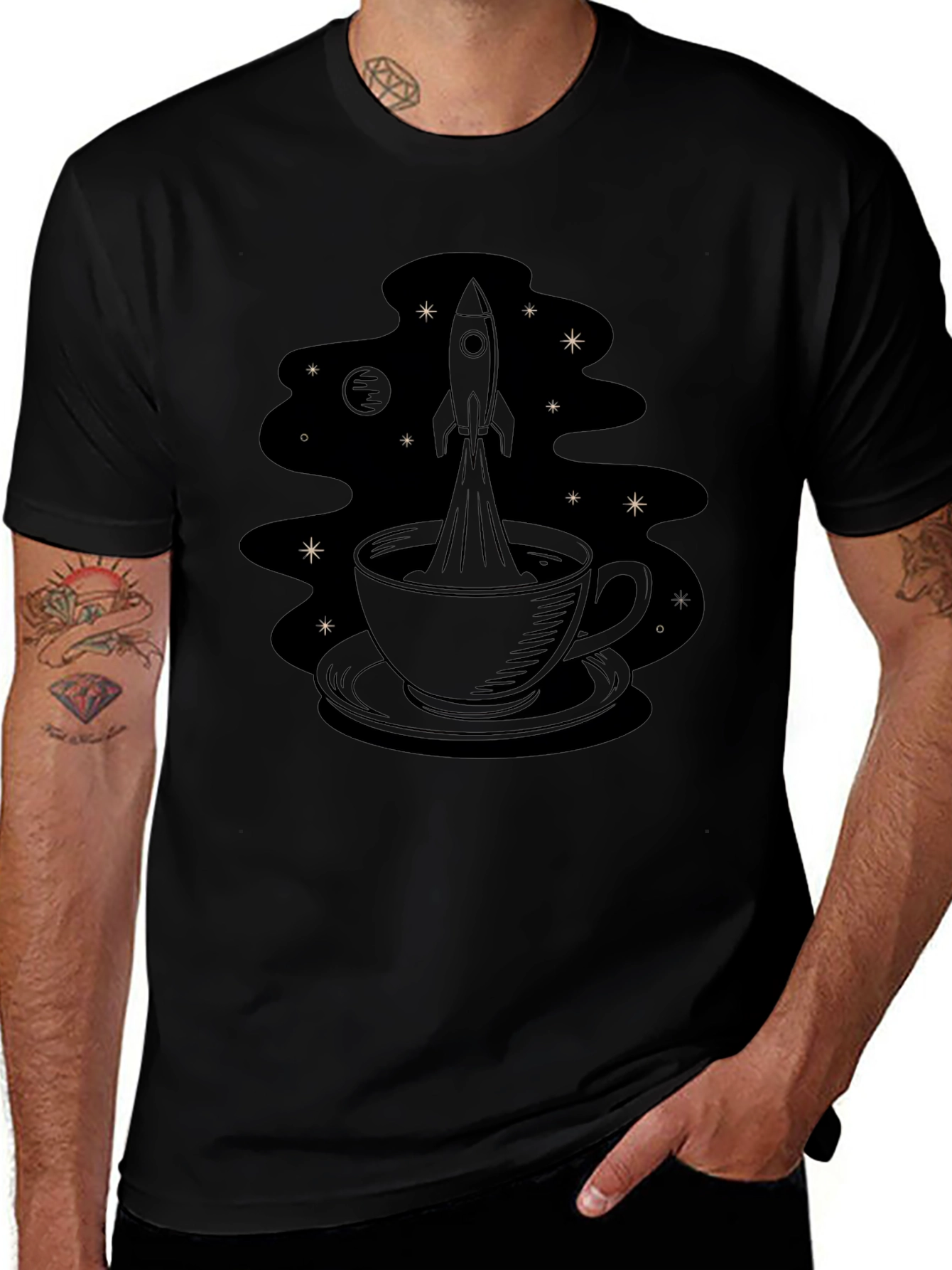 Rocket Coffee Tee - Black Graphic T-Shirt