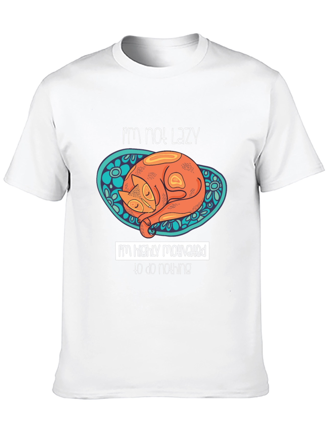 Lazy Cat Graphic T-Shirt - Humorous Mens Tee