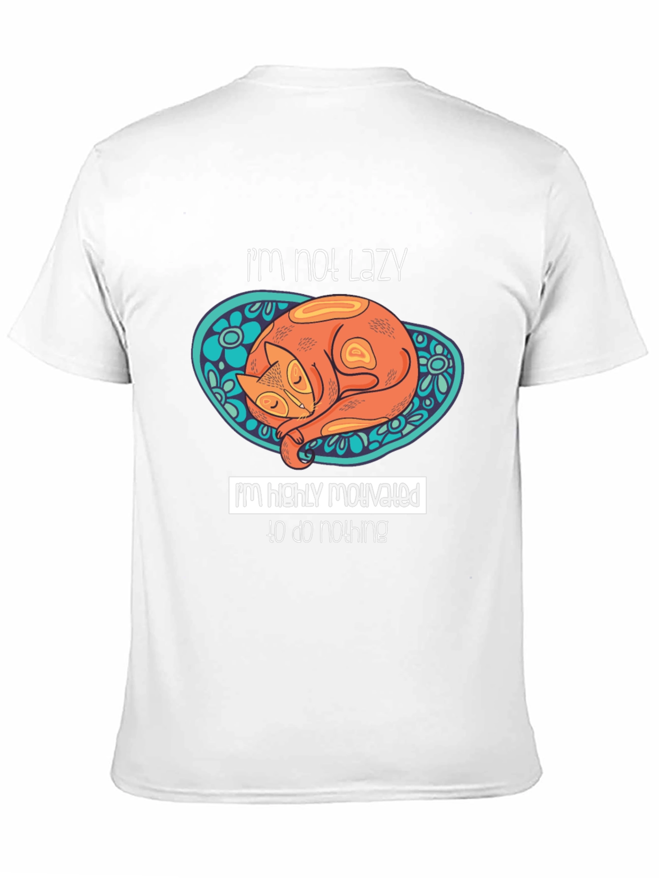 Lazy Cat Graphic T-Shirt - Humorous Mens Tee