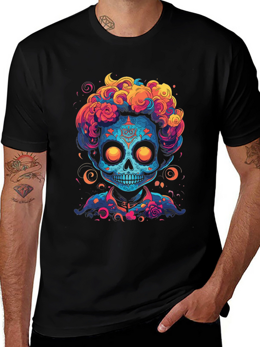 Colorful Sugar Skull Graphic T-Shirt