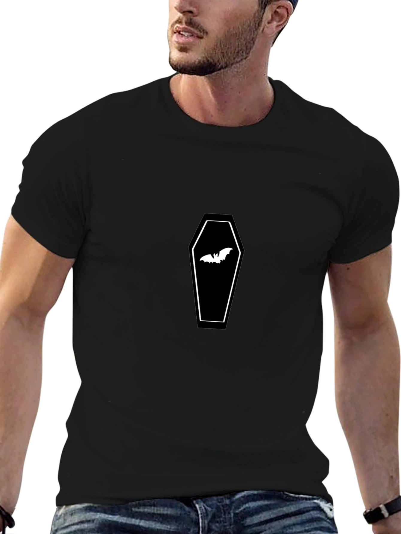 Bat Coffin Graphic Tee - Halloween Ready