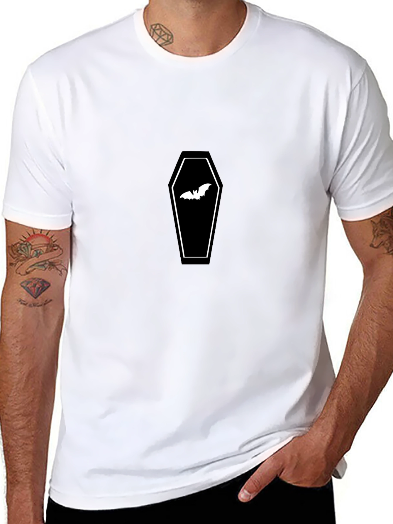 Bat Coffin Graphic Tee - Halloween Ready