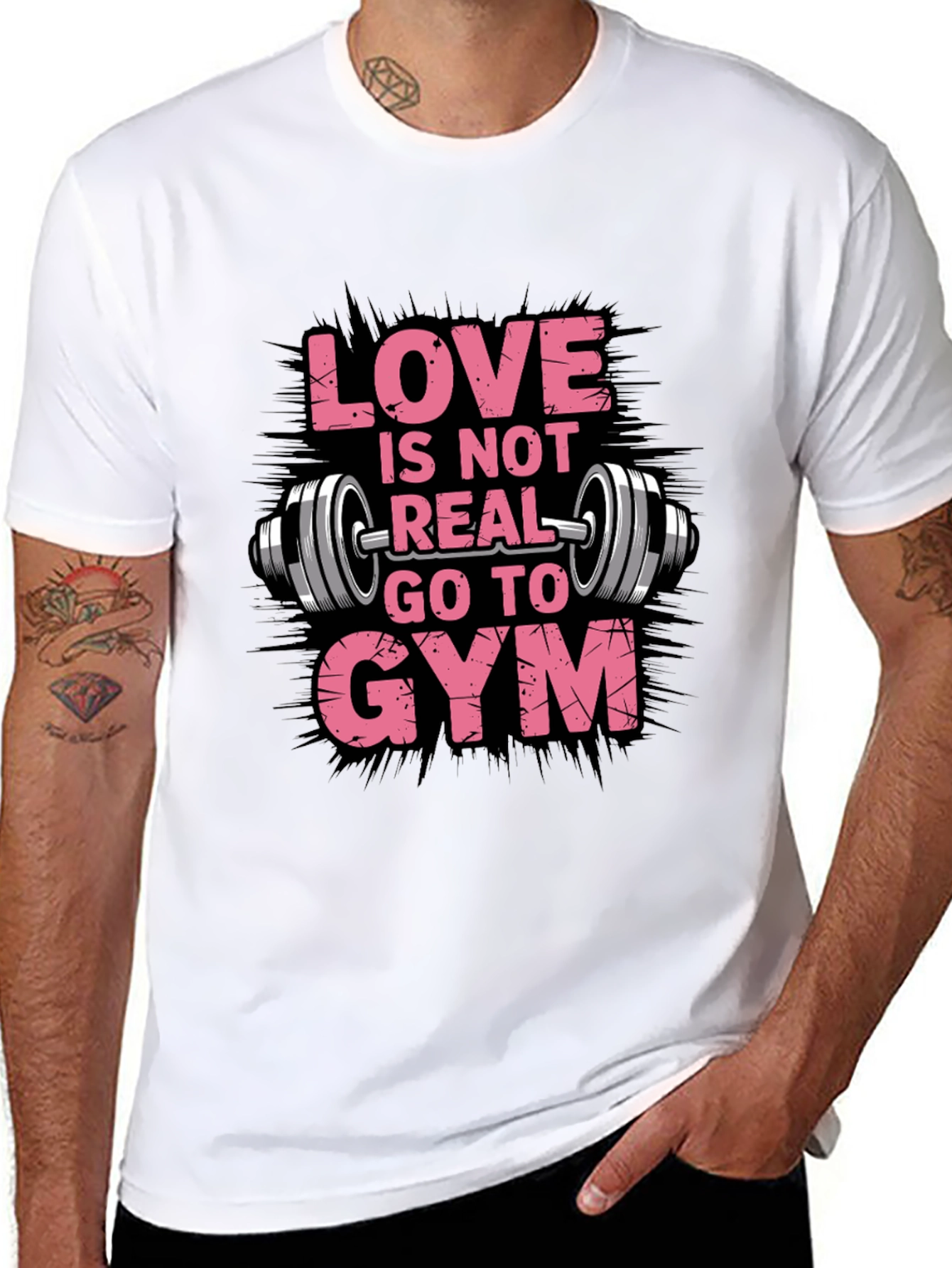 Love is Not Real Go To Gym Black T-Shirt