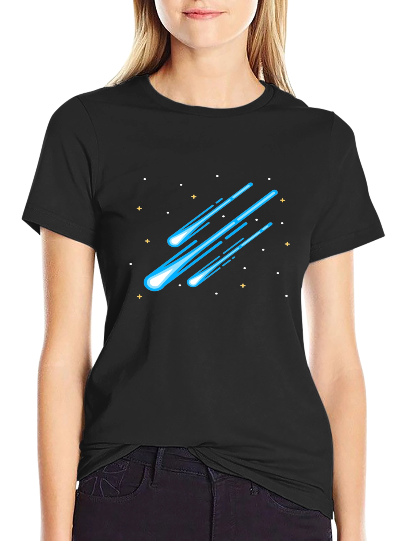 Meteor Shower Graphic Tee - Black Cotton T-Shirt