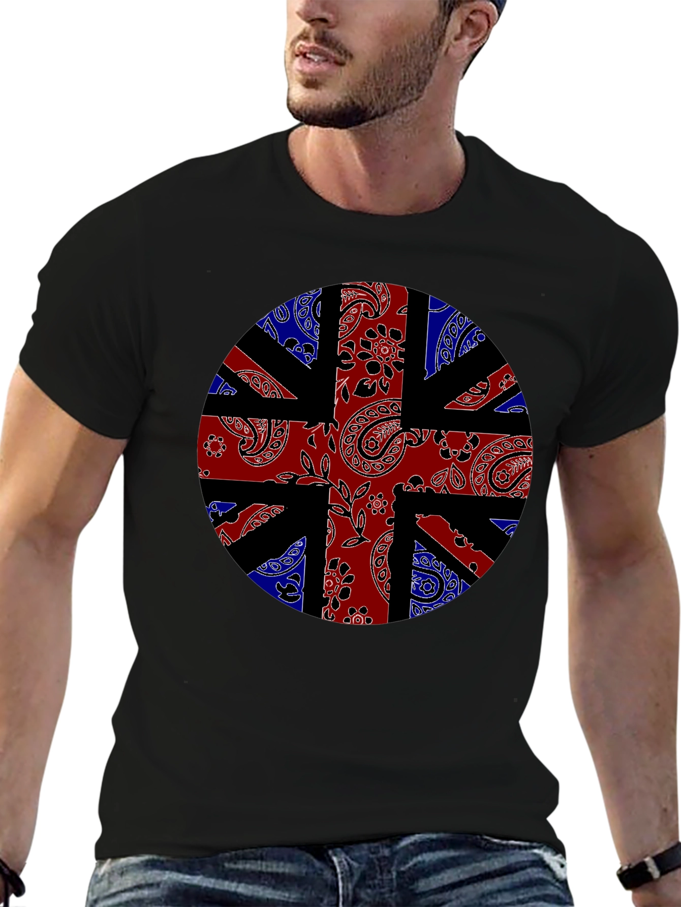 Union Jack Bandana Print Black T-Shirt