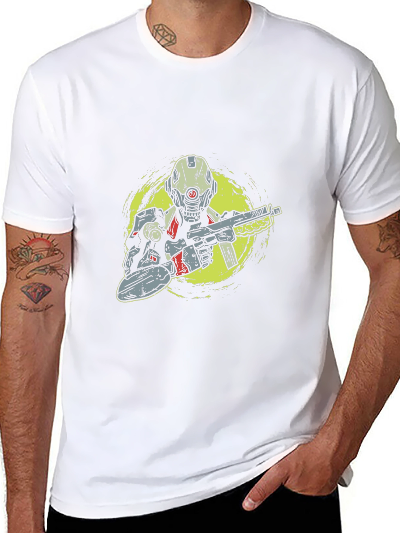 Sci-Fi Soldier Graphic Tee - Black