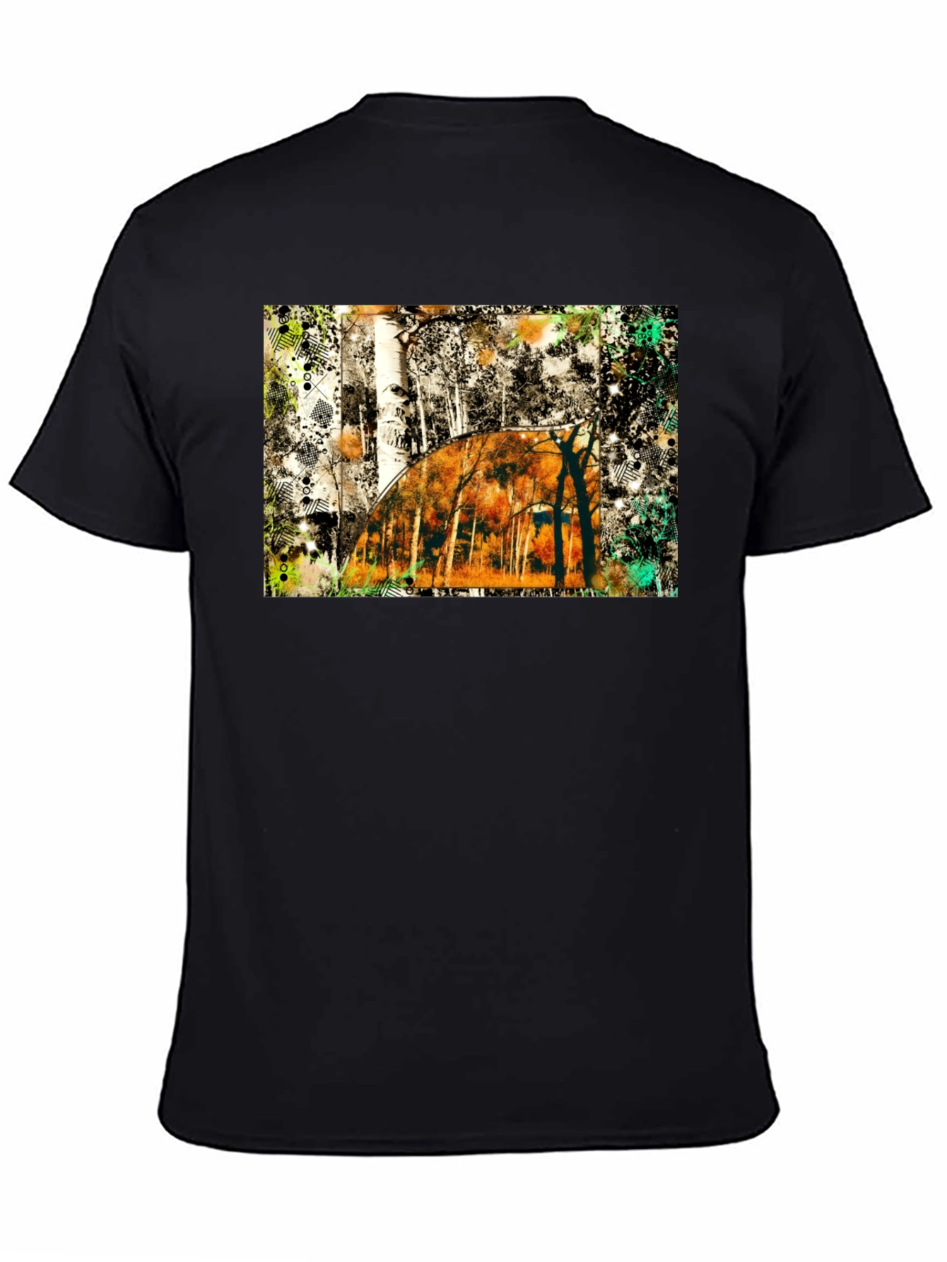 Abstract Forest Graphic Print Black T-Shirt