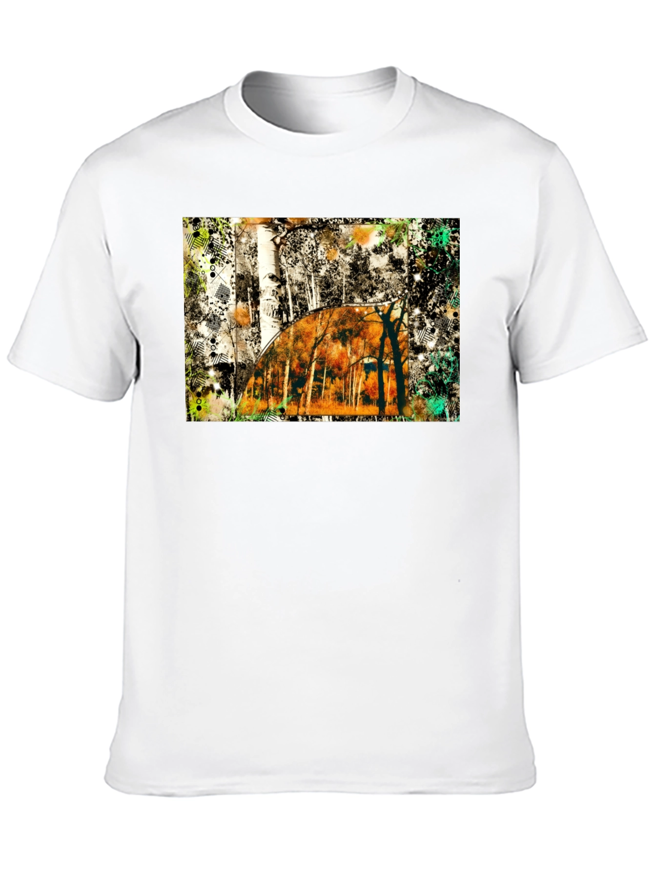 Abstract Forest Graphic Print Black T-Shirt