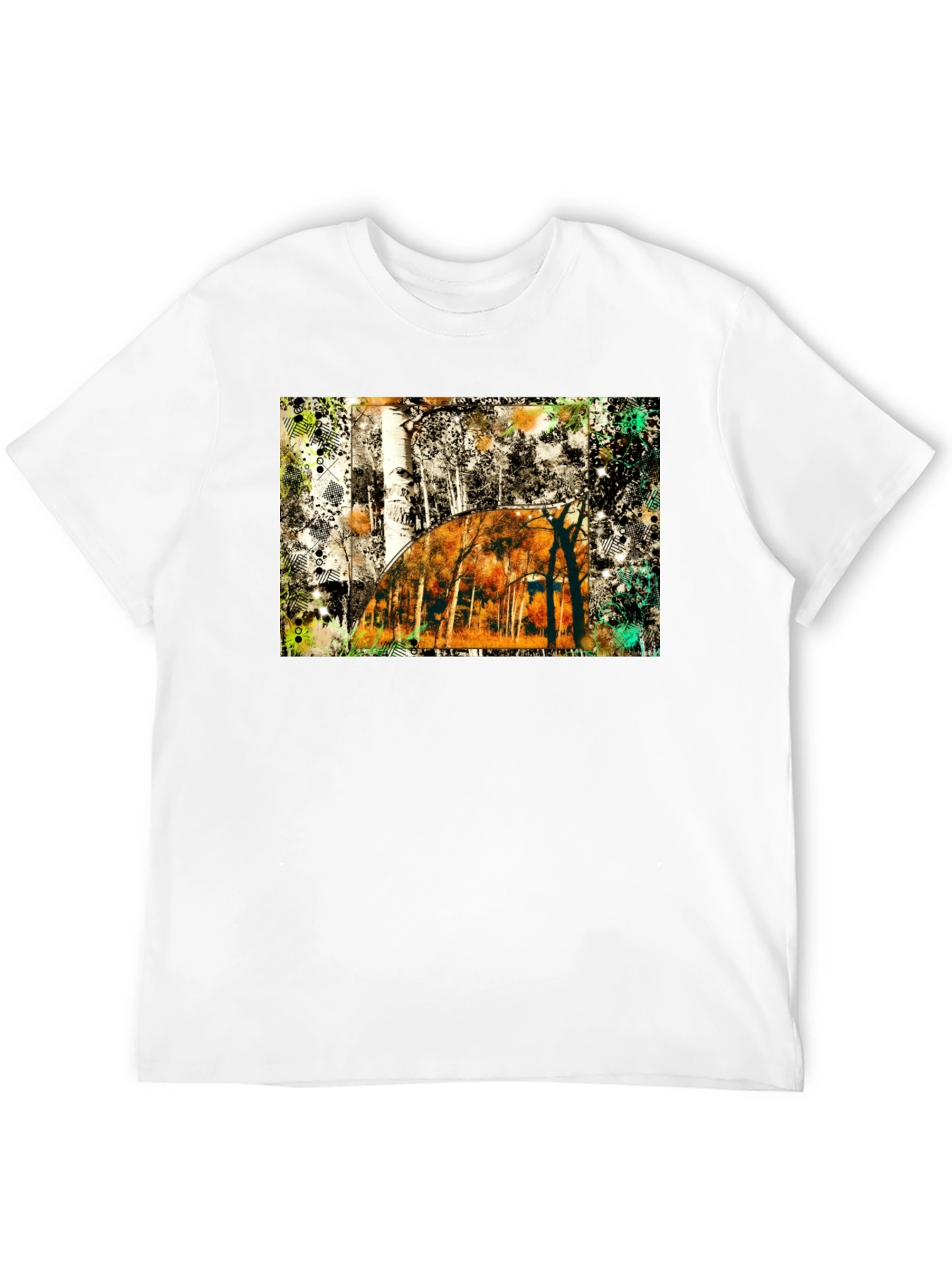 Abstract Forest Graphic Print Black T-Shirt