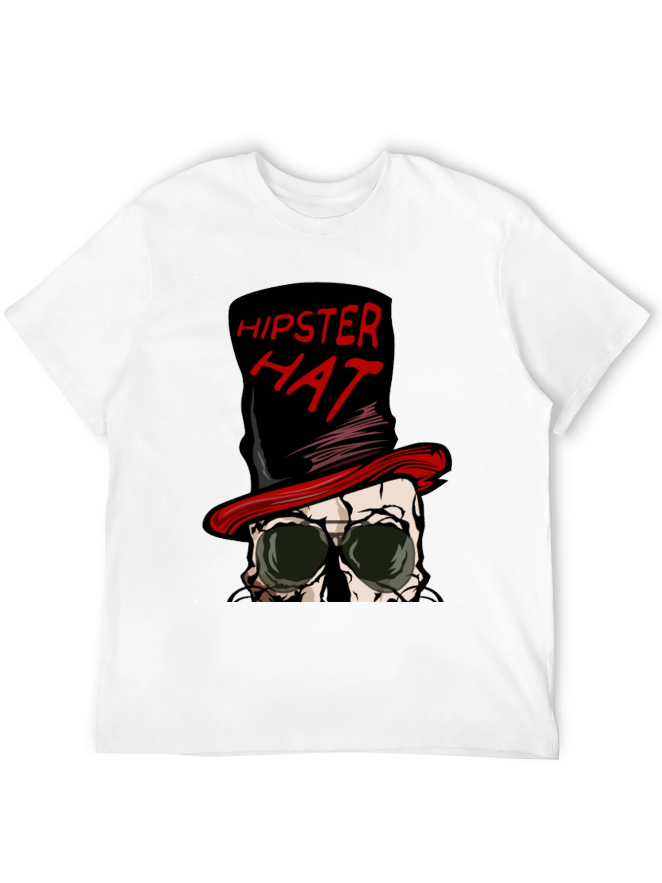 Hipster Hat Skull Graphic Tee