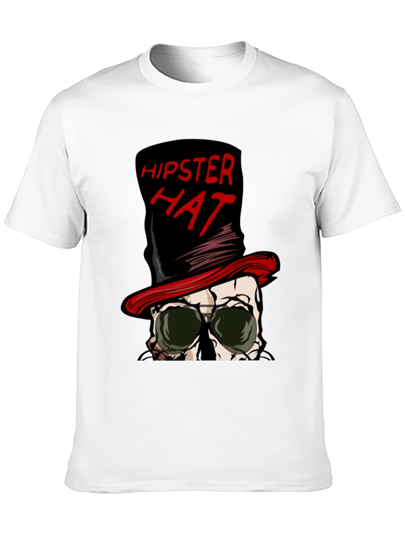 Hipster Hat Skull Graphic Tee
