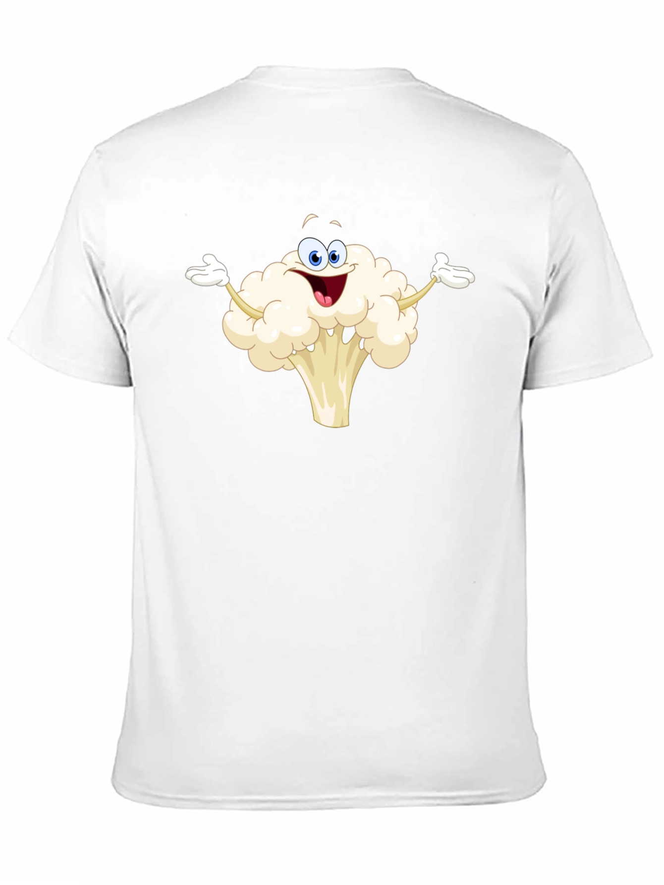 Funny Cauliflower Cartoon Black T-Shirt