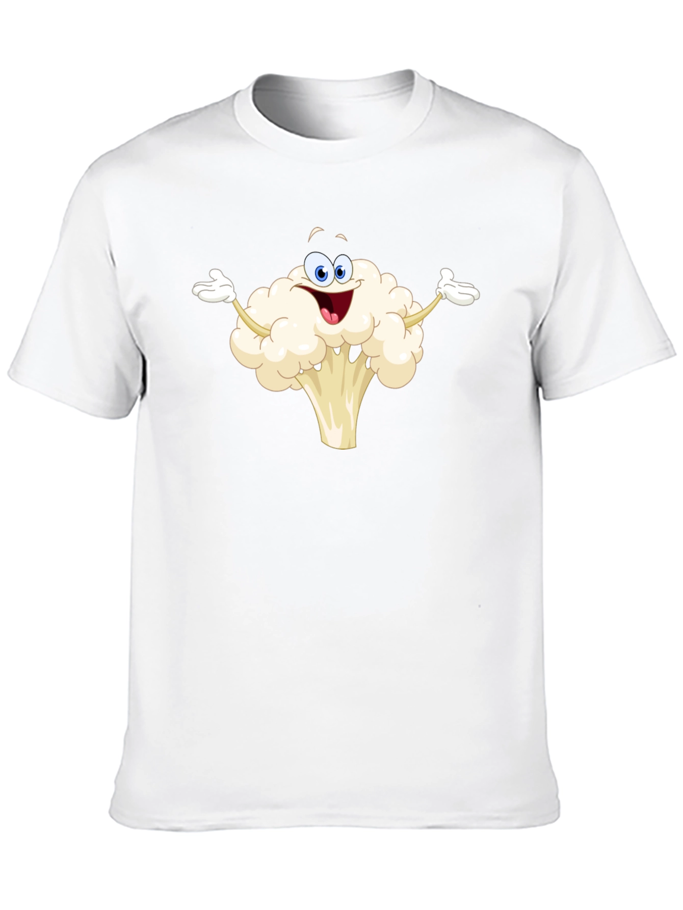 Funny Cauliflower Cartoon Black T-Shirt