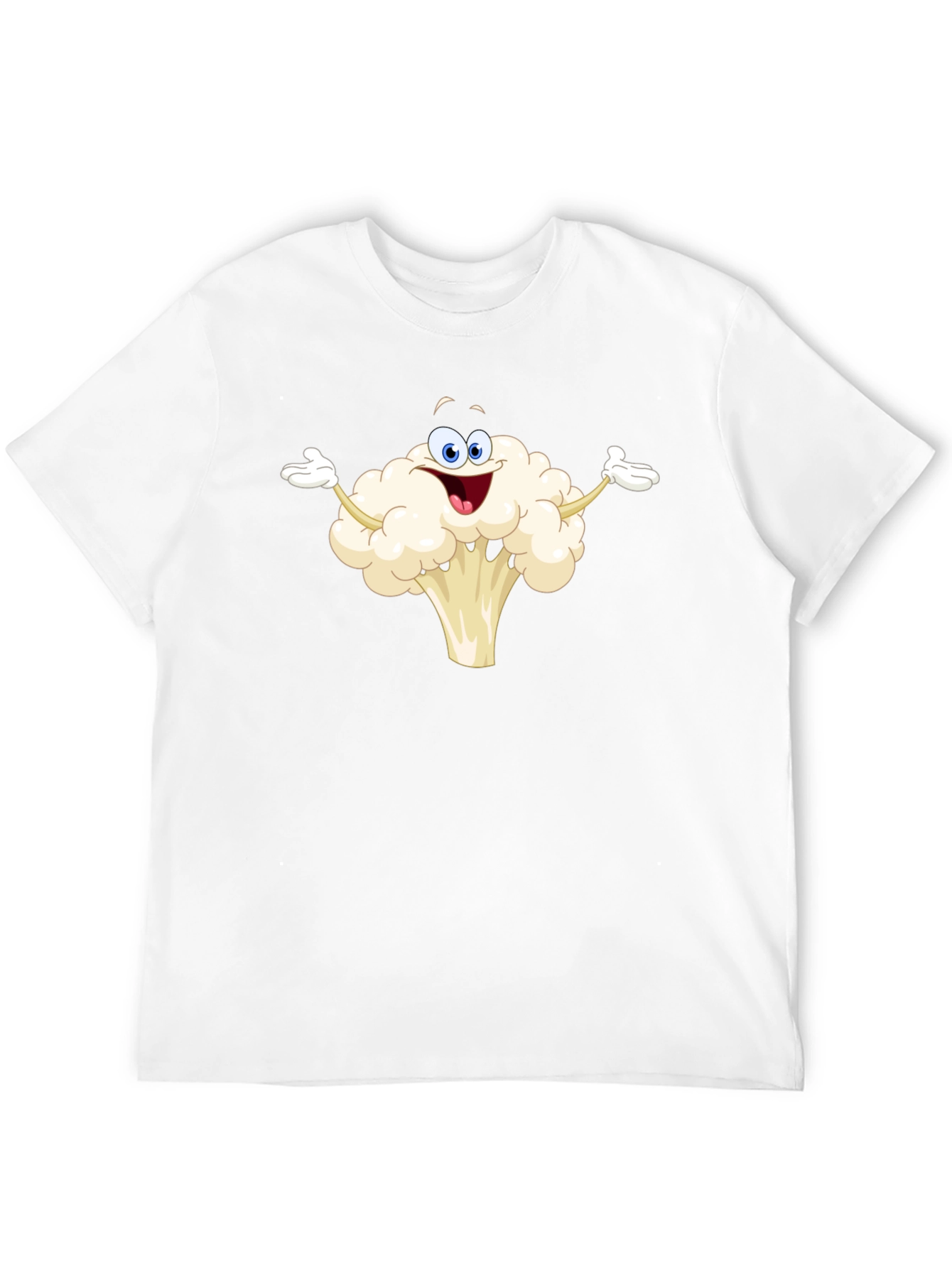 Funny Cauliflower Cartoon Black T-Shirt