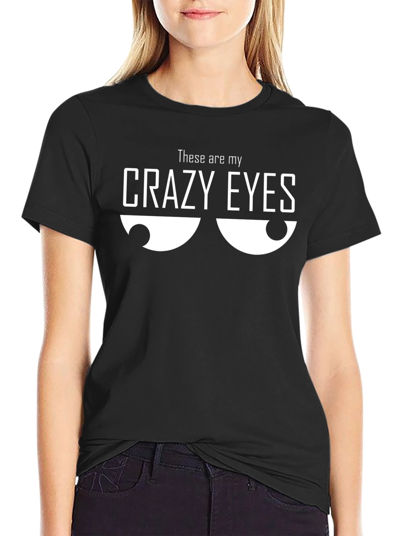 Crazy Eyes Graphic Tee - Black Cotton T-Shirt