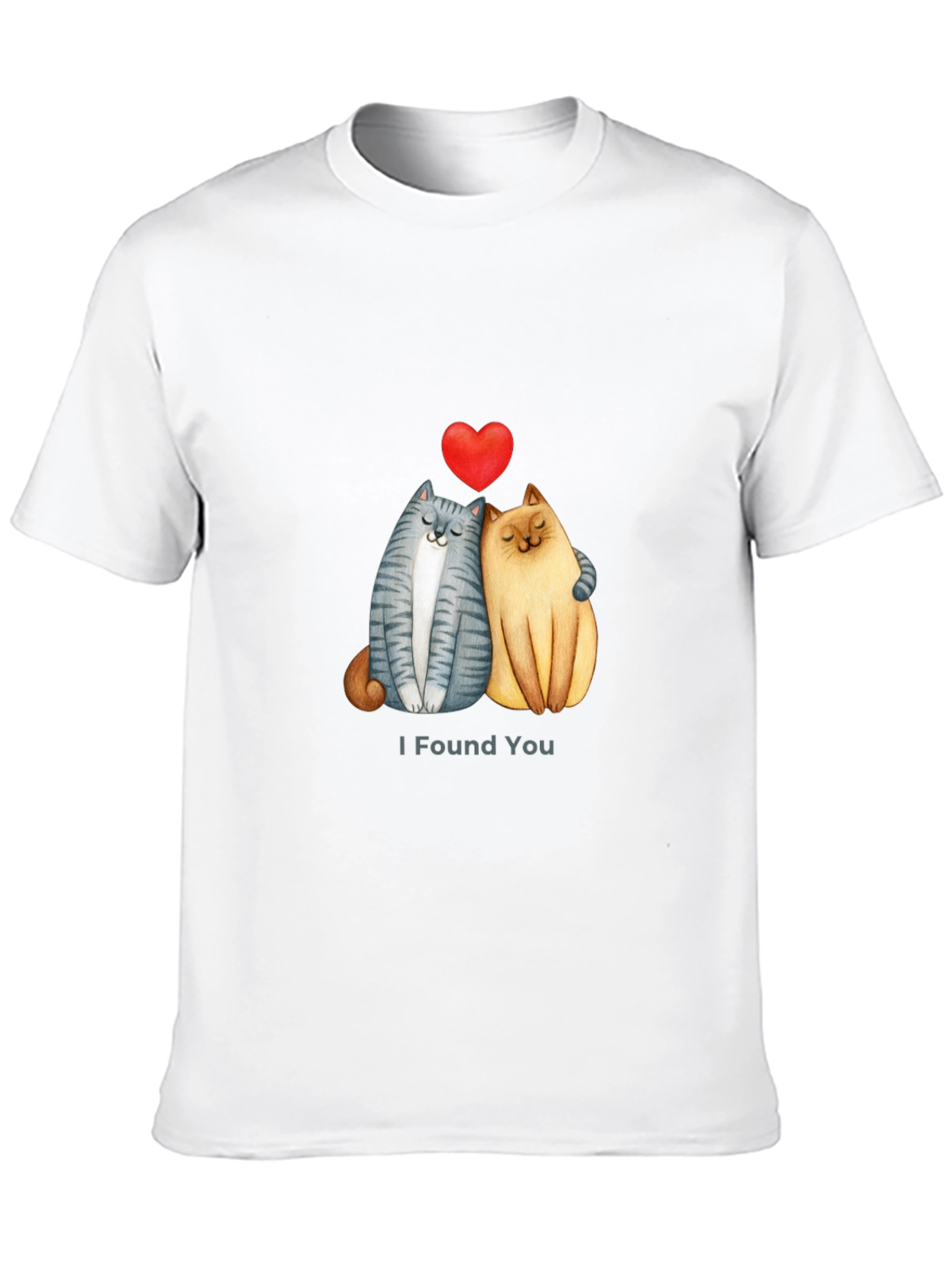 Cute Cats I Found You Valentines Day Black T-Shirt