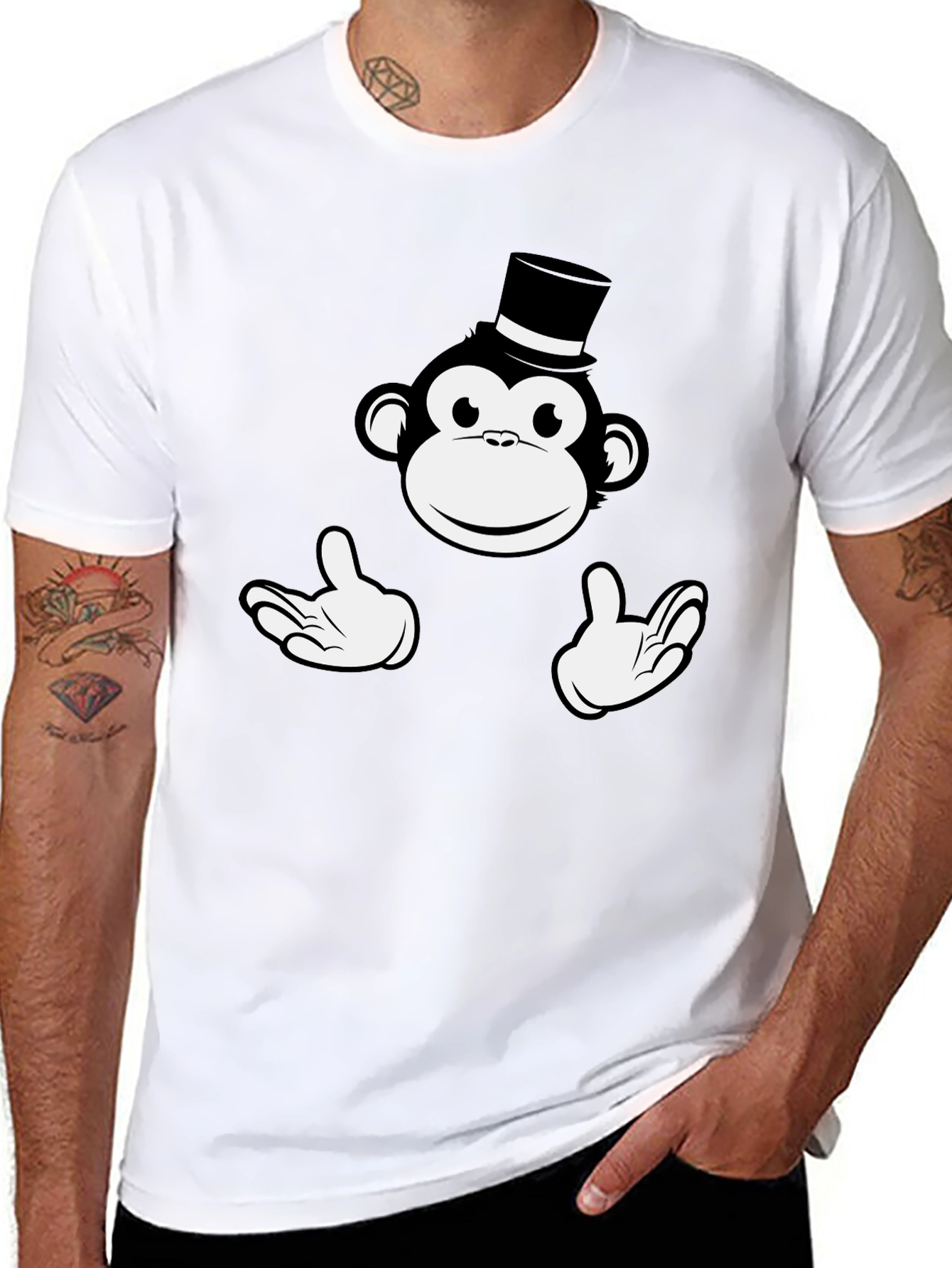 Monkey Top Hat Graphic T-Shirt