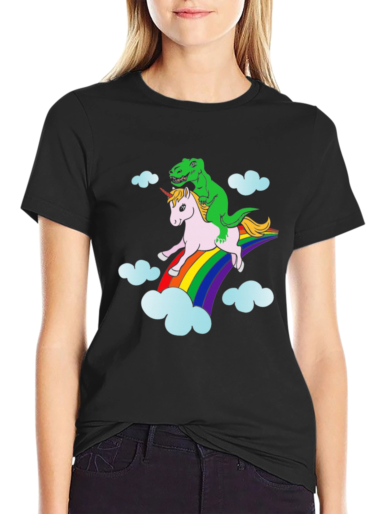 Dinosaur Riding Unicorn T-Shirt