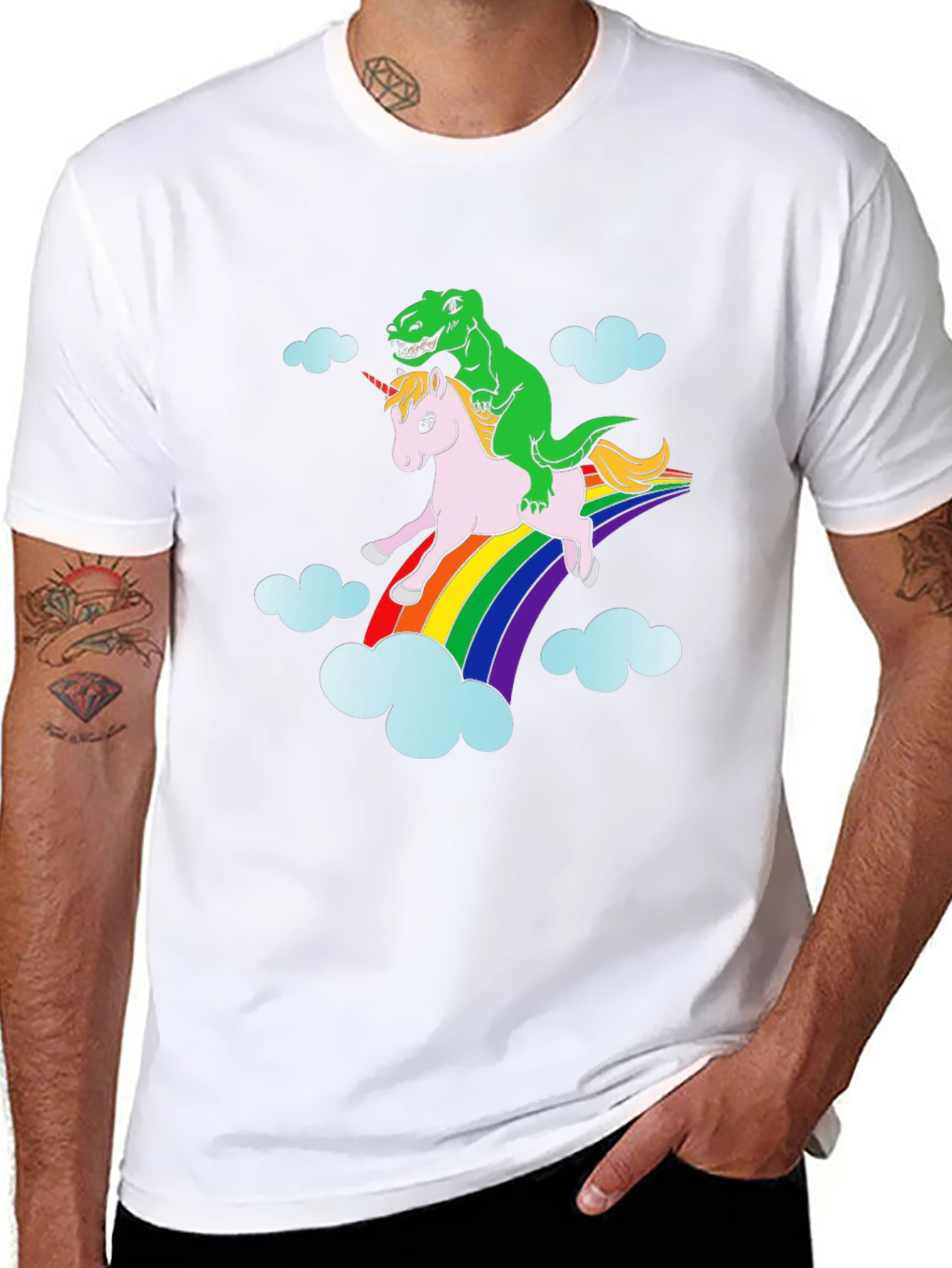 Dinosaur Riding Unicorn T-Shirt