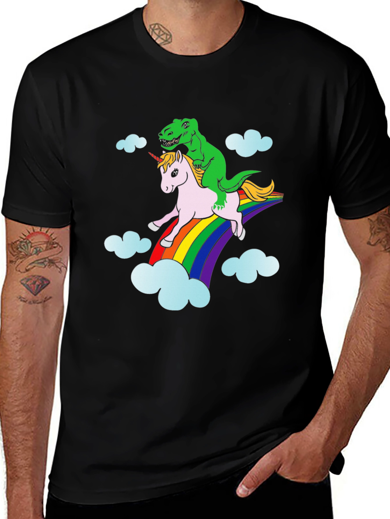 Dinosaur Riding Unicorn T-Shirt