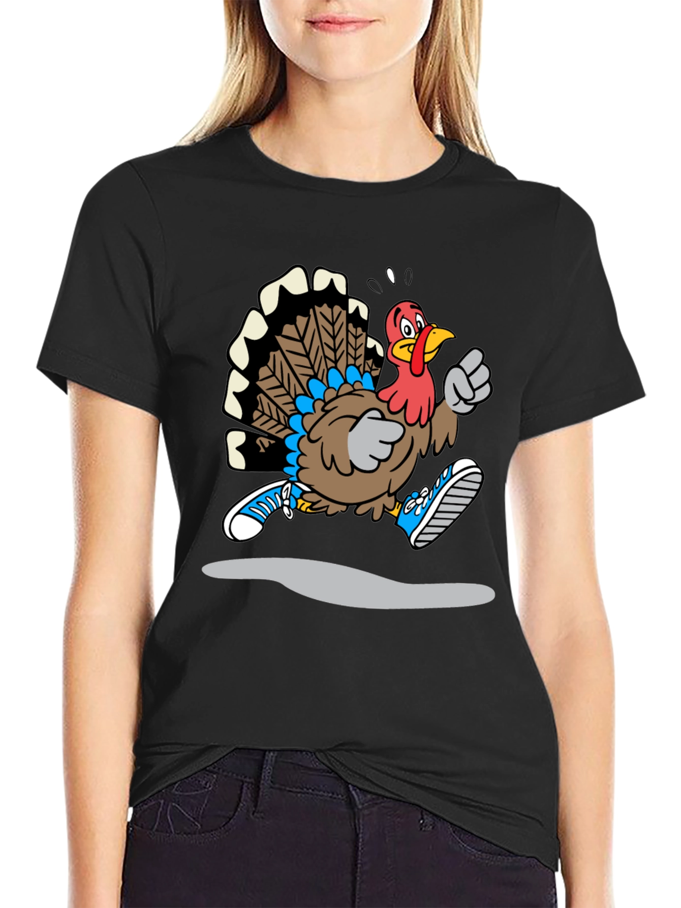 Running Turkey Graphic T-Shirt - Thanksgiving Fun