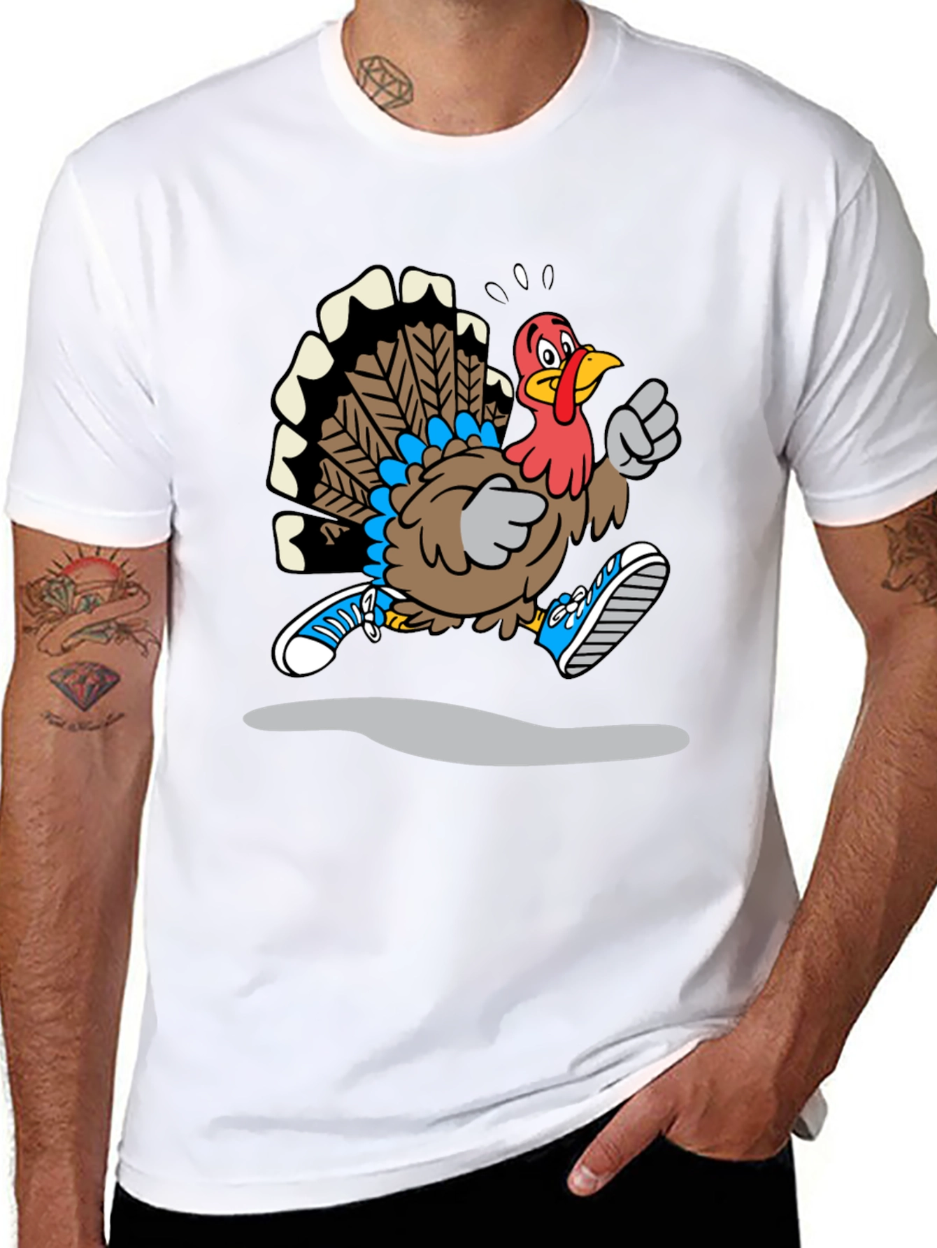Running Turkey Graphic T-Shirt - Thanksgiving Fun