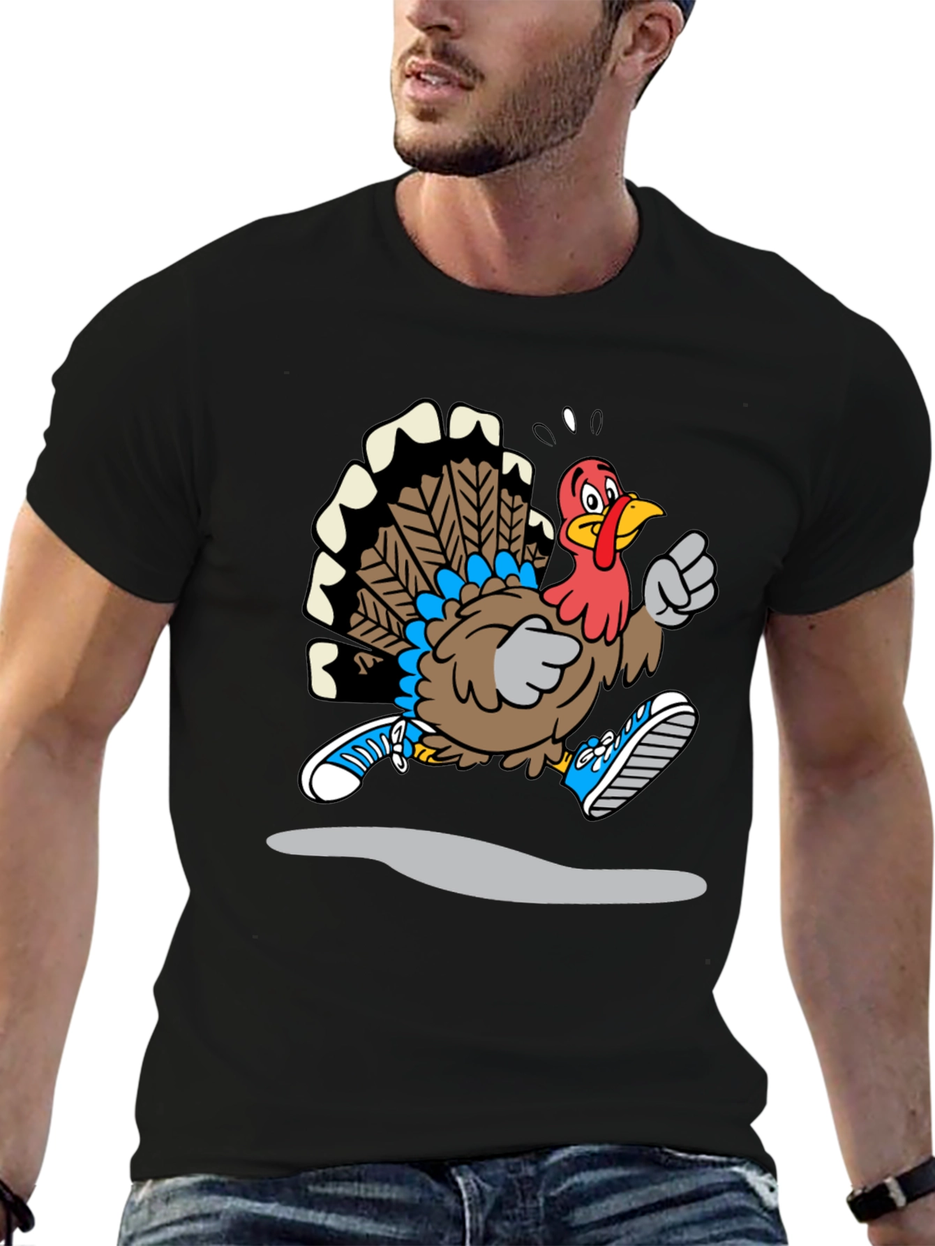 Running Turkey Graphic T-Shirt - Thanksgiving Fun