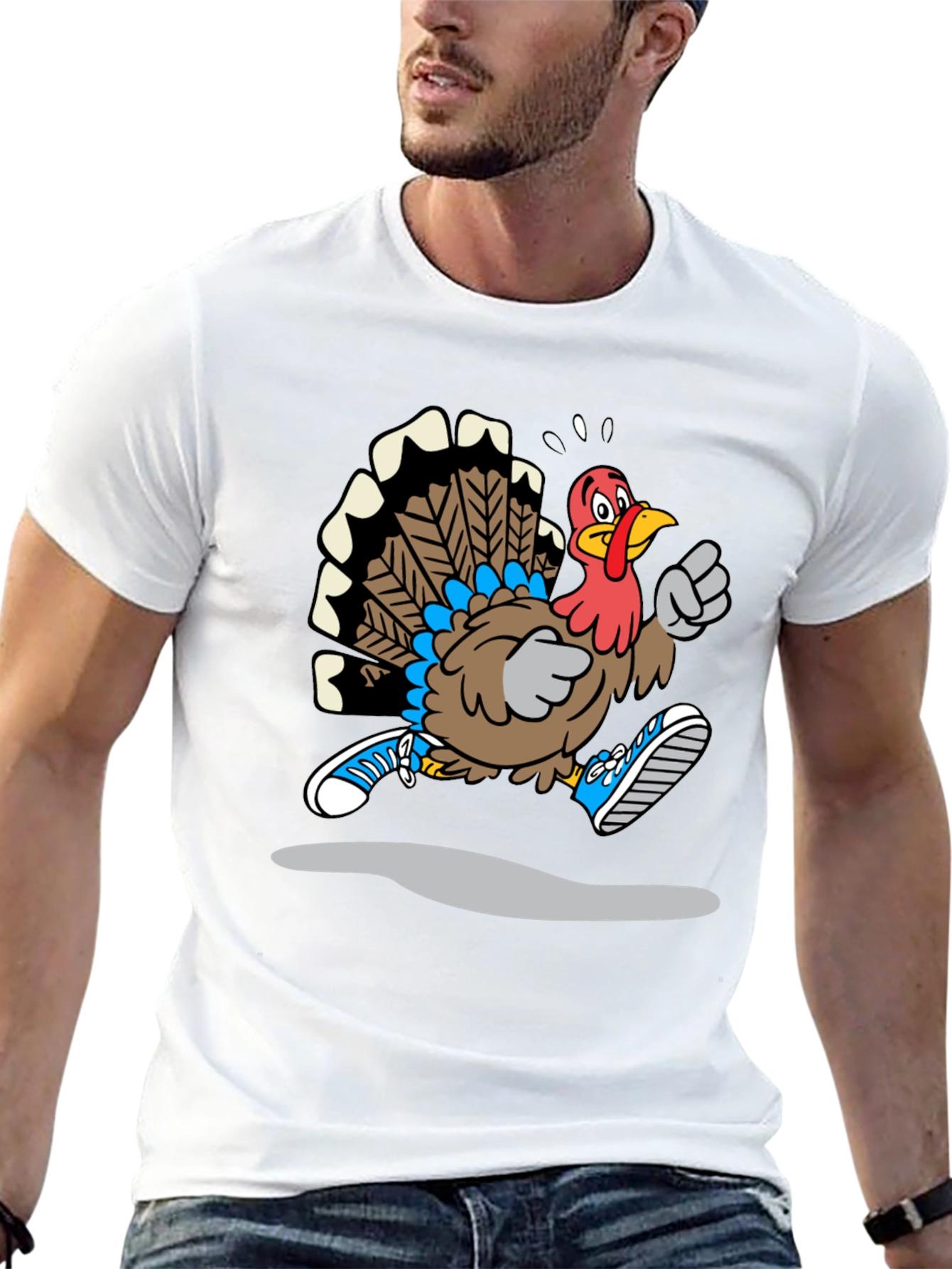 Running Turkey Graphic T-Shirt - Thanksgiving Fun
