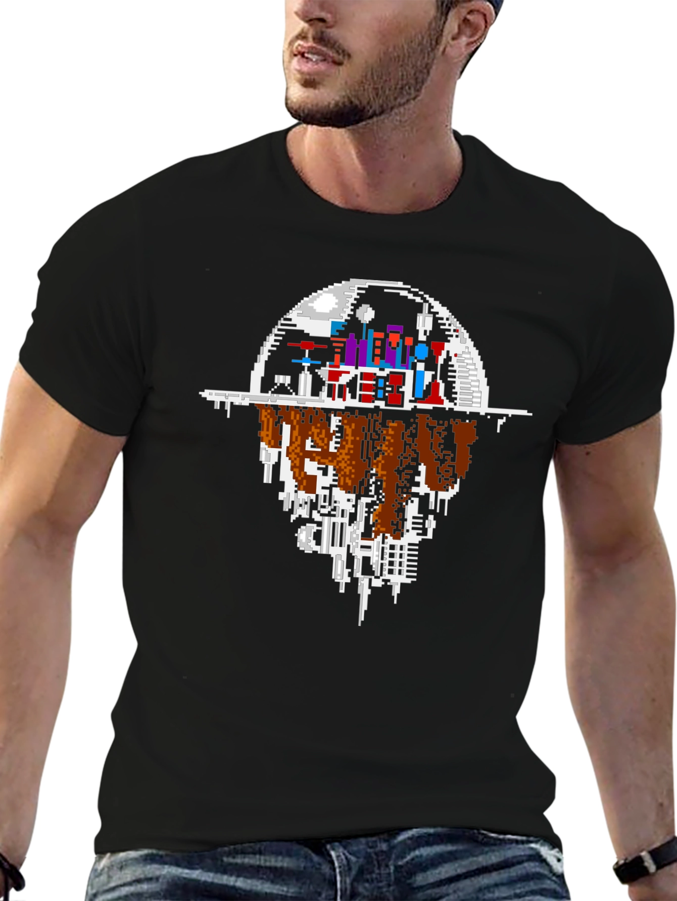 Pixel Cityscape T-Shirt - Urban Gaming Style