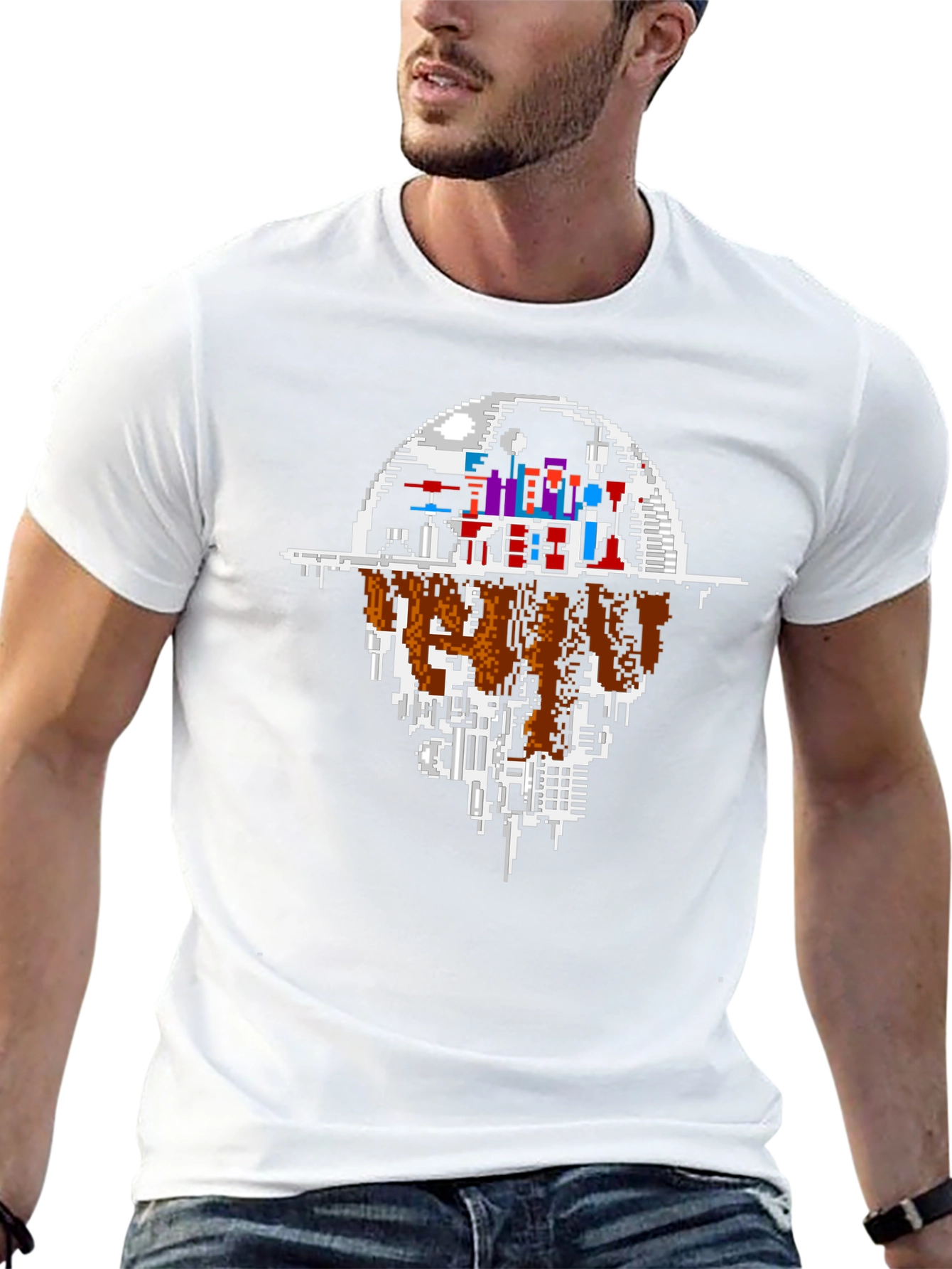 Pixel Cityscape T-Shirt - Urban Gaming Style