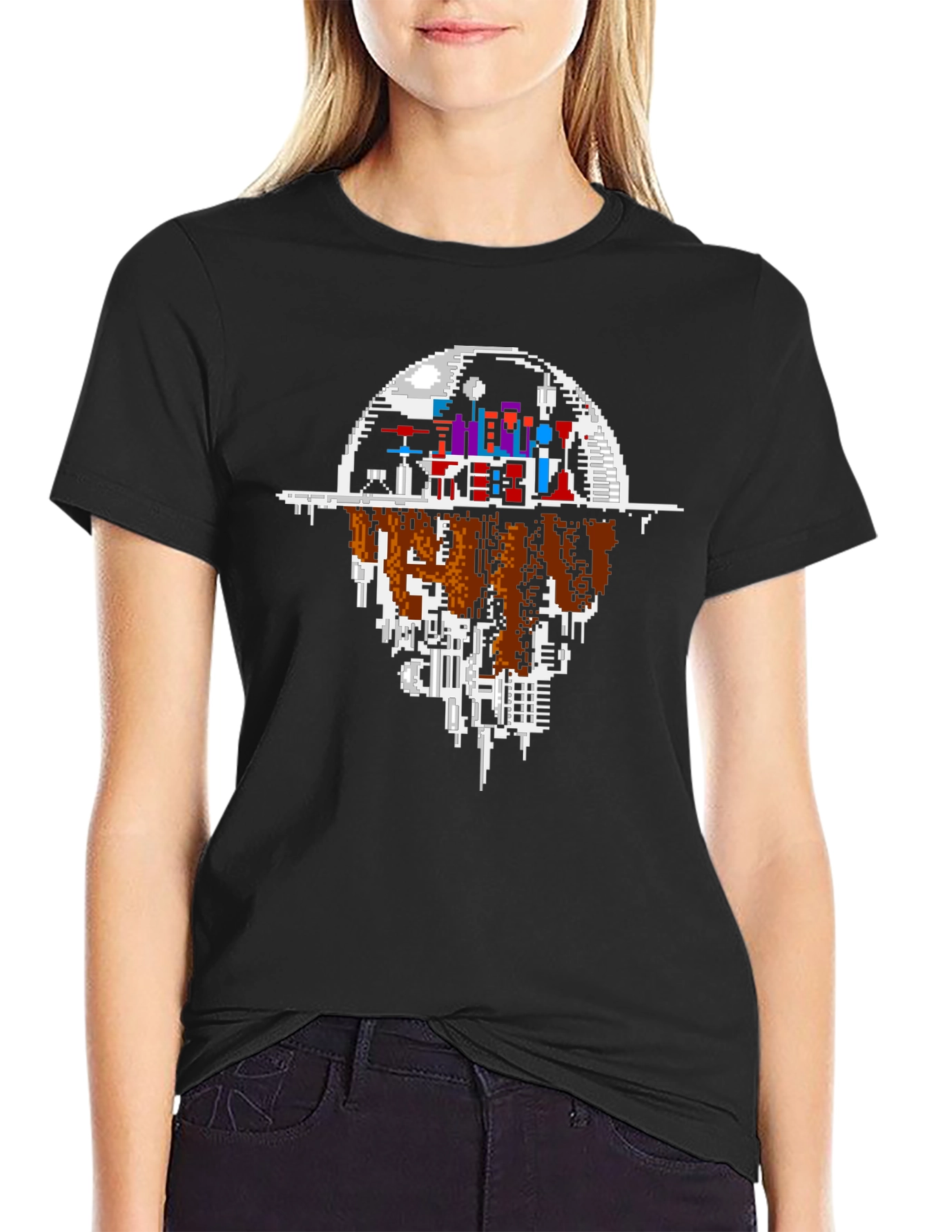 Pixel Cityscape T-Shirt - Urban Gaming Style