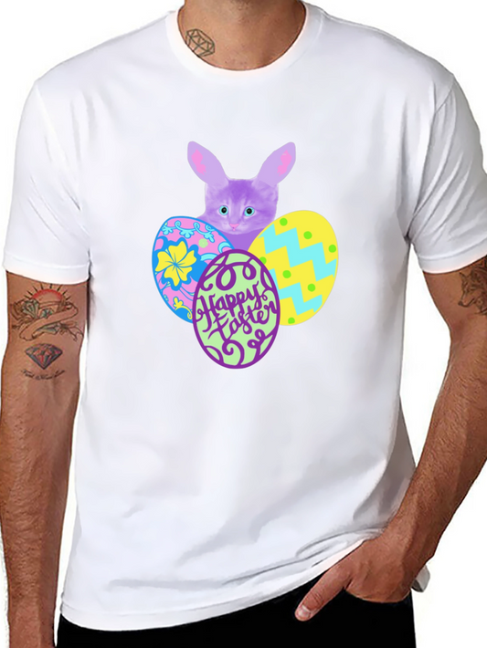 Easter Cat T-Shirt - Bunny Ears & Colorful Eggs